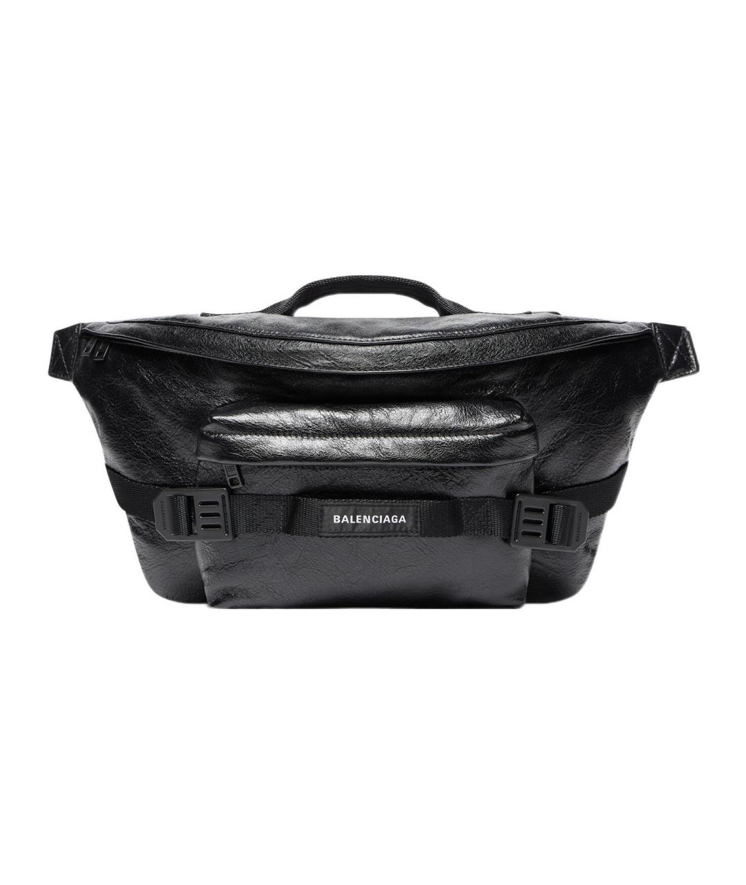 BALENCIAGA Черная кожаная поясная сумка, фото 1