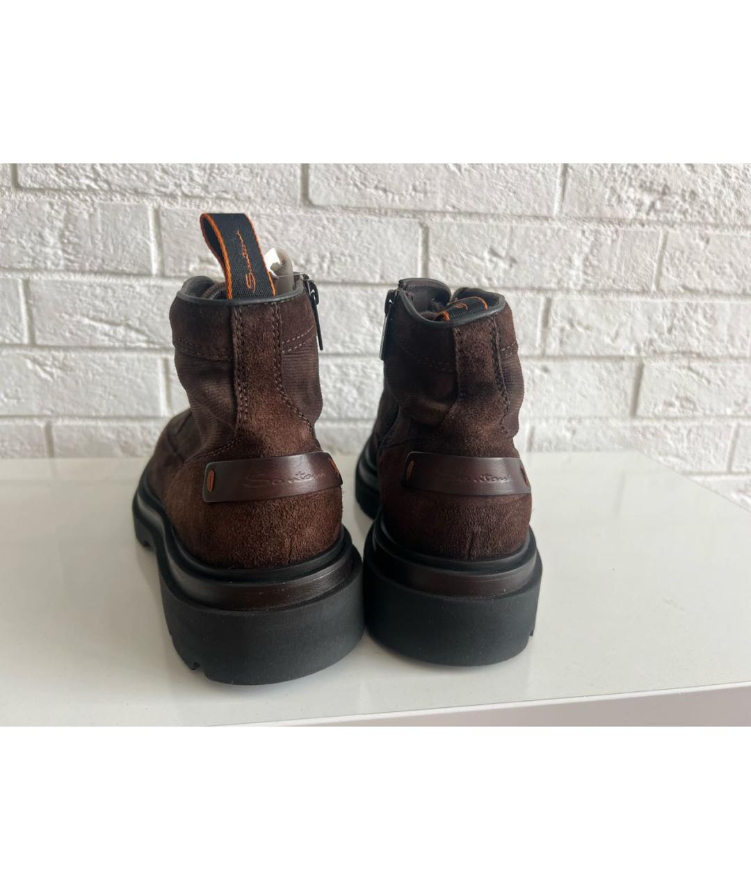 SANTONI Коричневые замшевые высокие ботинки, фото 3