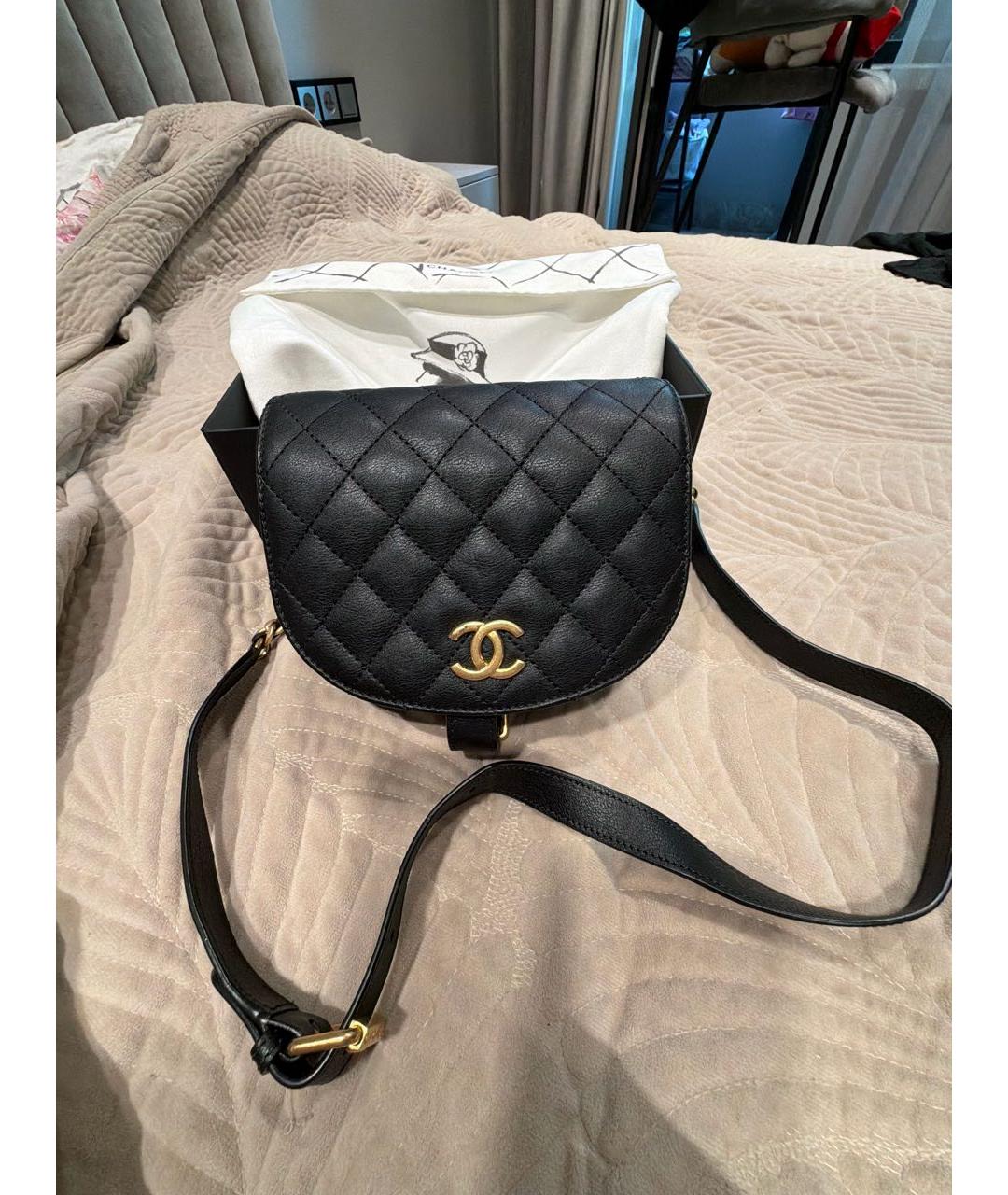 CHANEL Черная кожаная сумка через плечо, фото 8