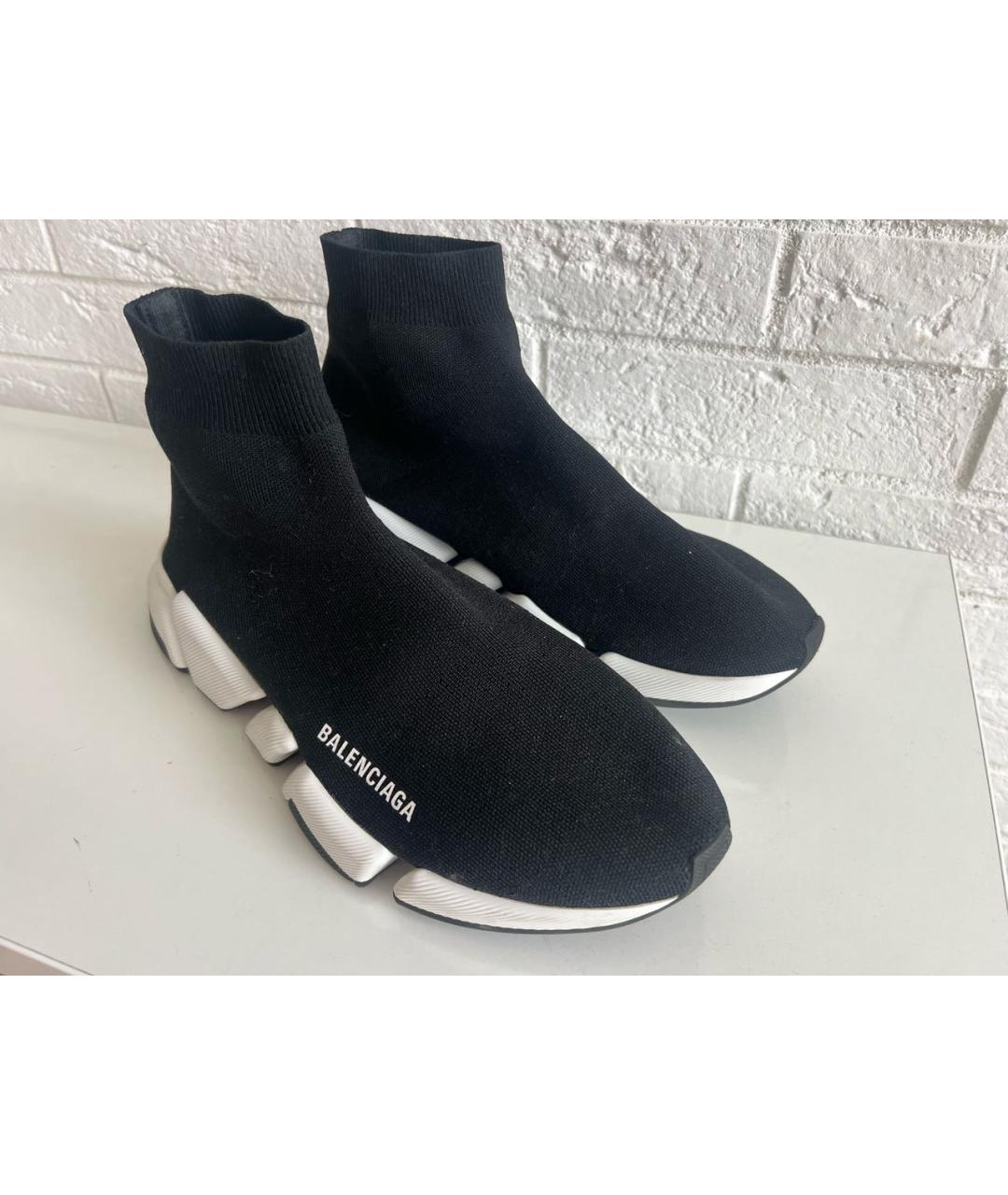 BALENCIAGA Черные текстильные высокие кроссовки / кеды, фото 2