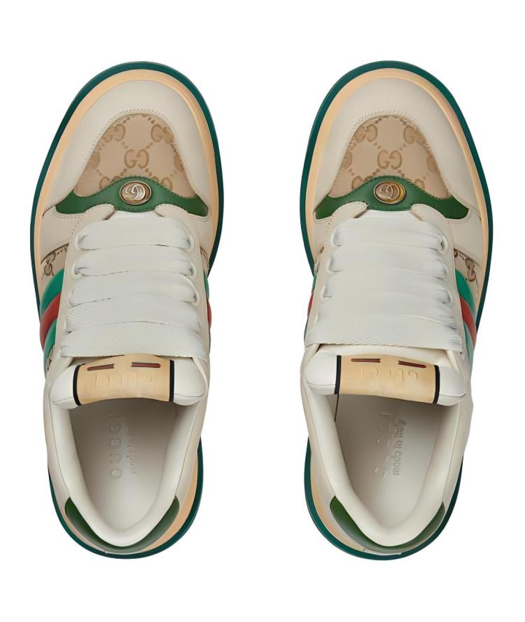 GUCCI Бежевые кожаные низкие кроссовки / кеды, фото 4
