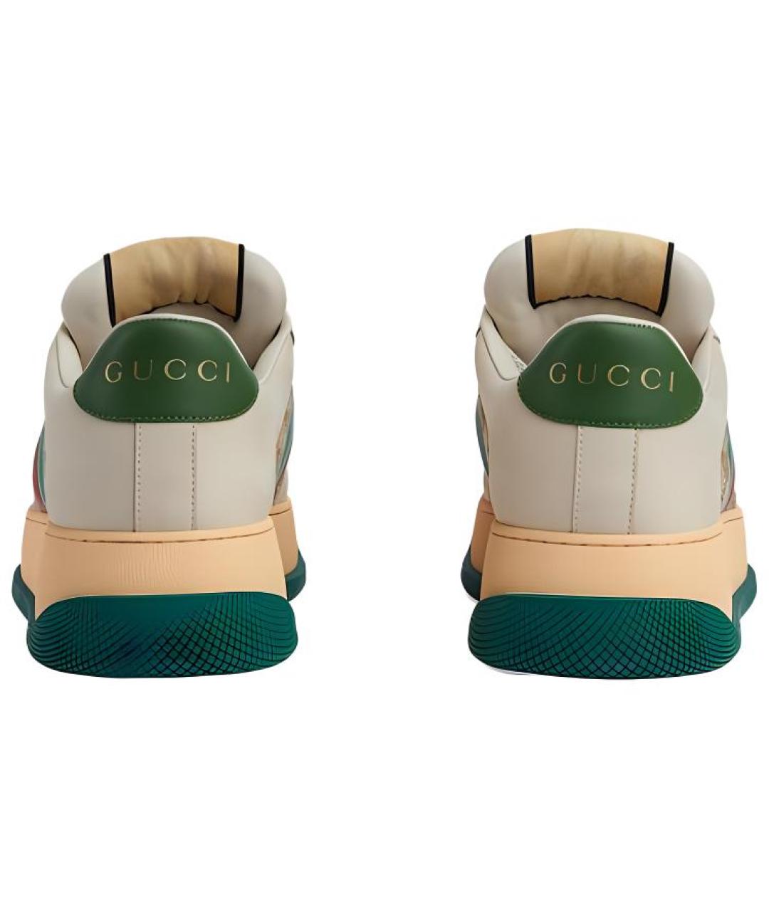 GUCCI Бежевые кожаные низкие кроссовки / кеды, фото 5