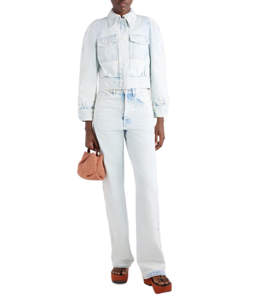 DRIES VAN NOTEN Голубые хлопковые прямые джинсы, фото 2