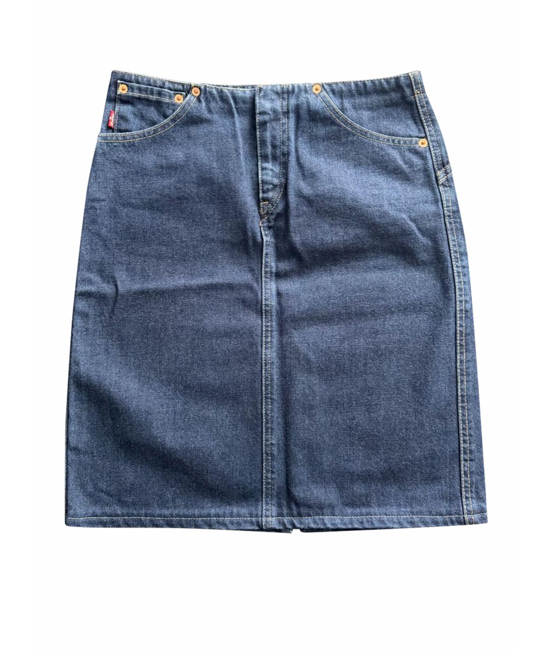 LEVI'S Темно-синяя деним юбка миди, фото 1
