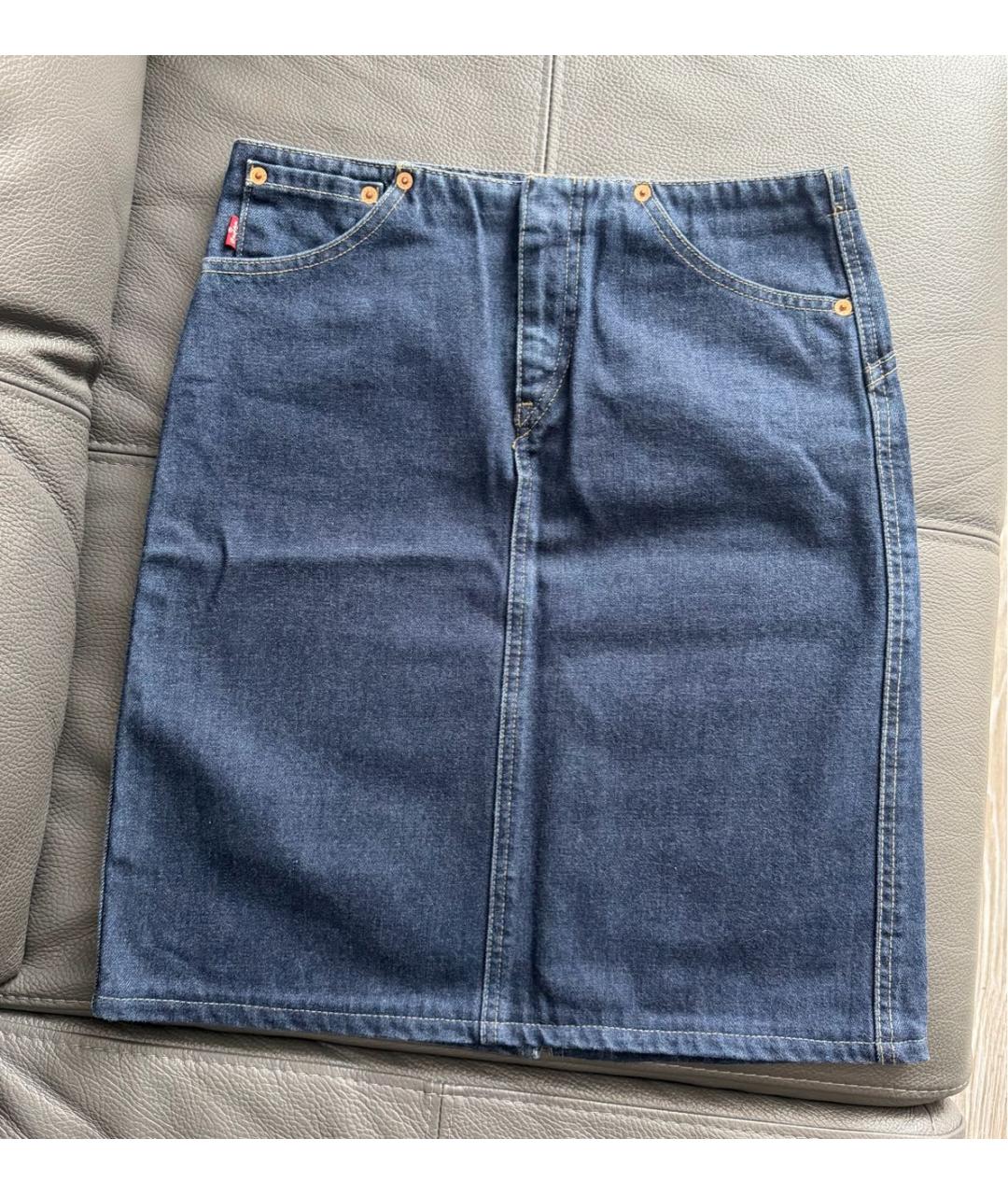 LEVI'S Темно-синяя деним юбка миди, фото 6