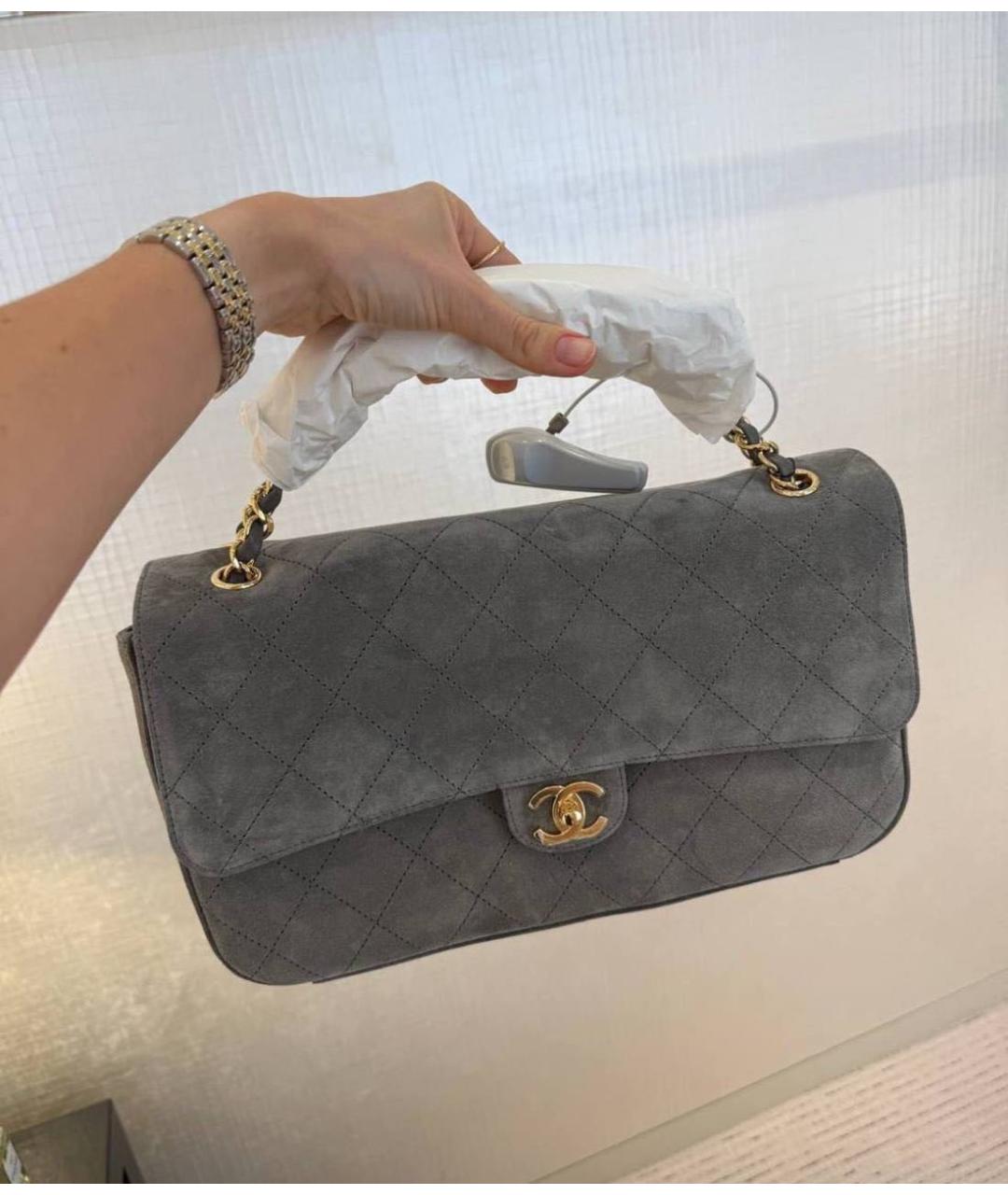 CHANEL Голубая замшевая сумка через плечо, фото 5