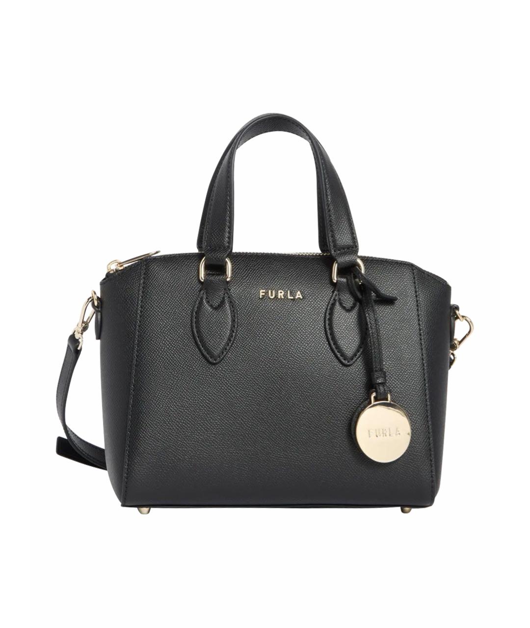 FURLA Черная кожаная сумка с короткими ручками, фото 1