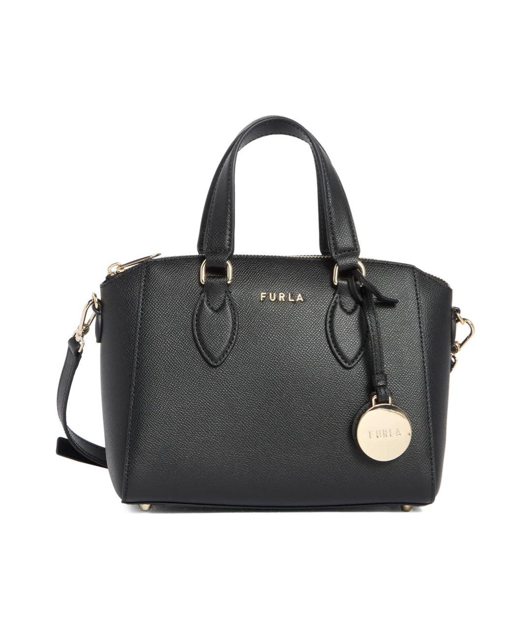 FURLA Черная кожаная сумка с короткими ручками, фото 9