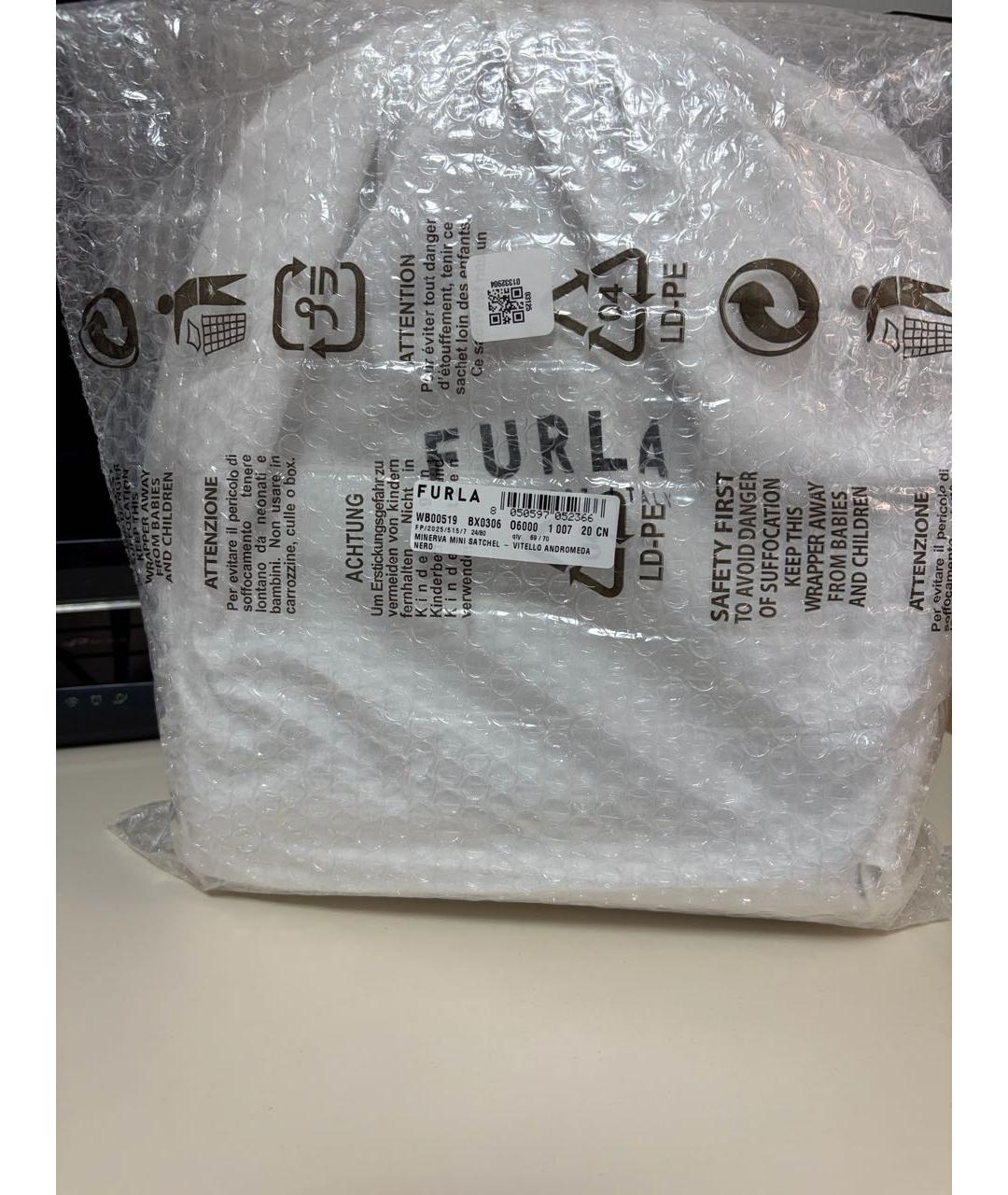 FURLA Черная кожаная сумка с короткими ручками, фото 8