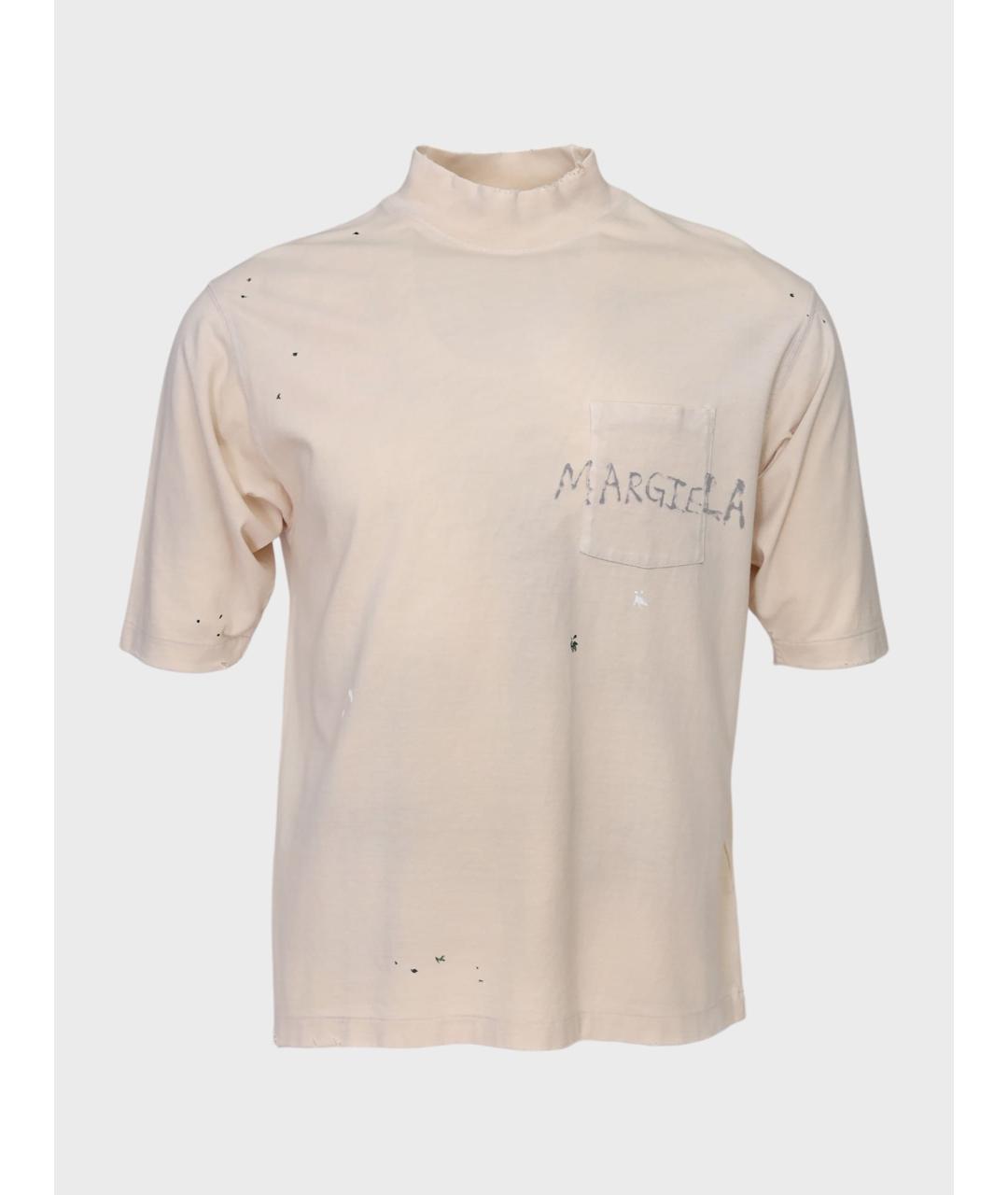 MAISON MARGIELA Бежевая хлопковая футболка, фото 4