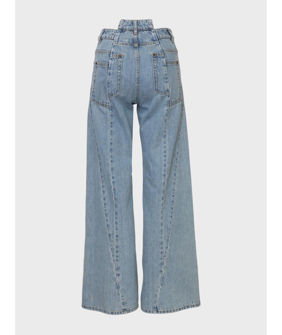 MAISON MARGIELA Голубые хлопковые прямые джинсы, фото 2