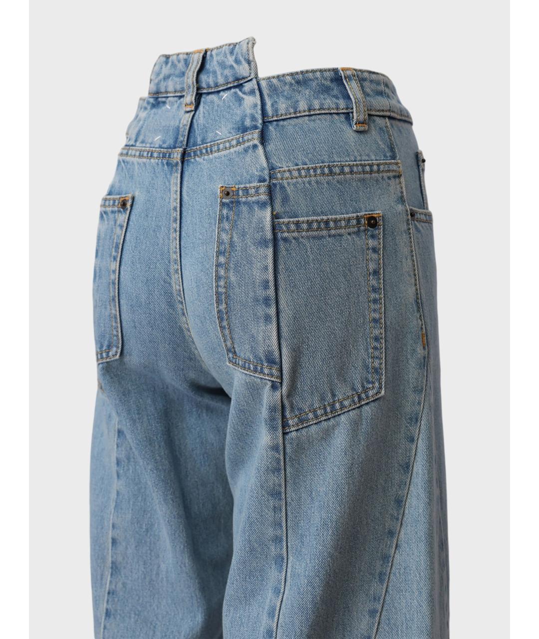 MAISON MARGIELA Голубые хлопковые прямые джинсы, фото 4
