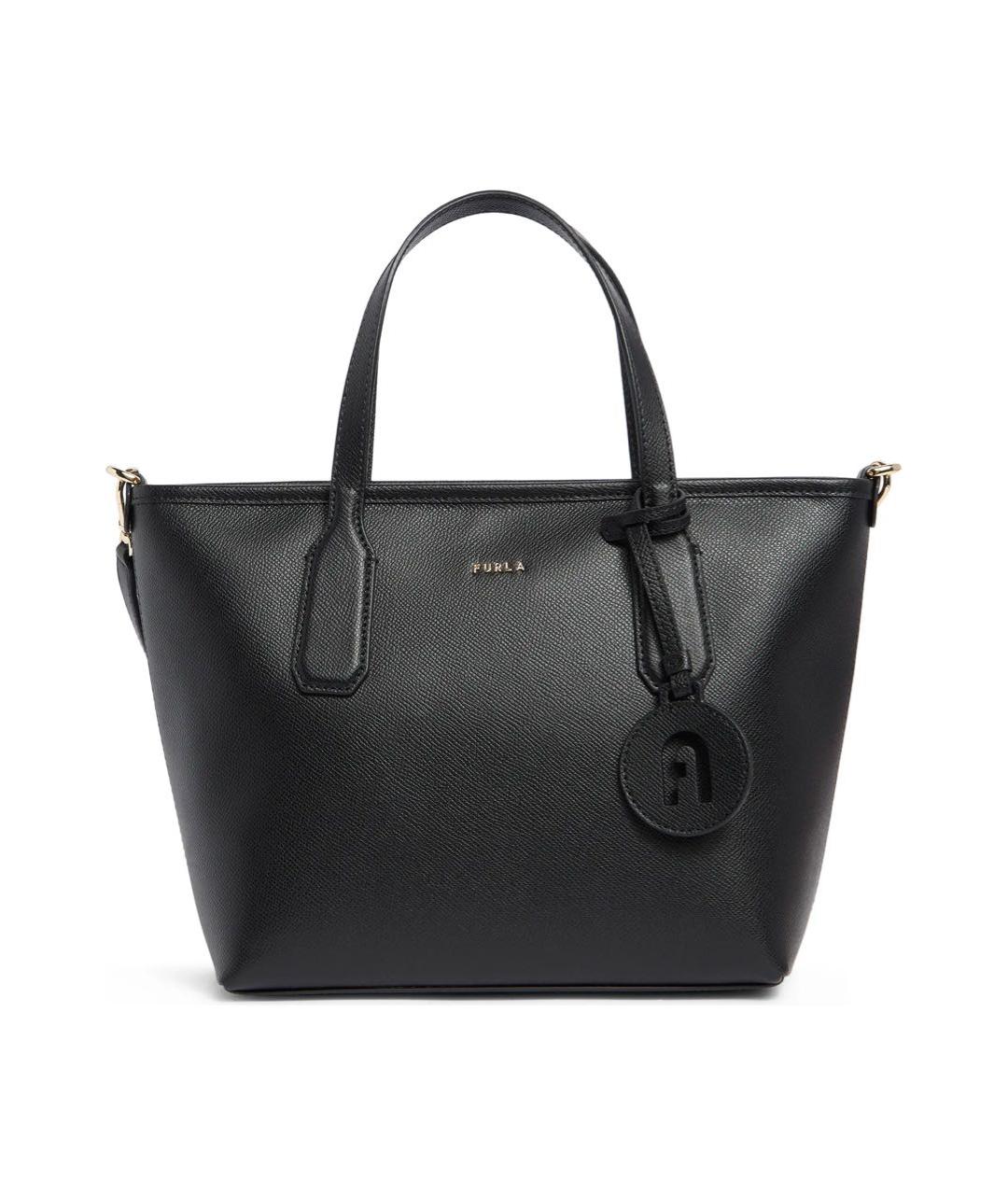 FURLA Черная кожаная сумка тоут, фото 9