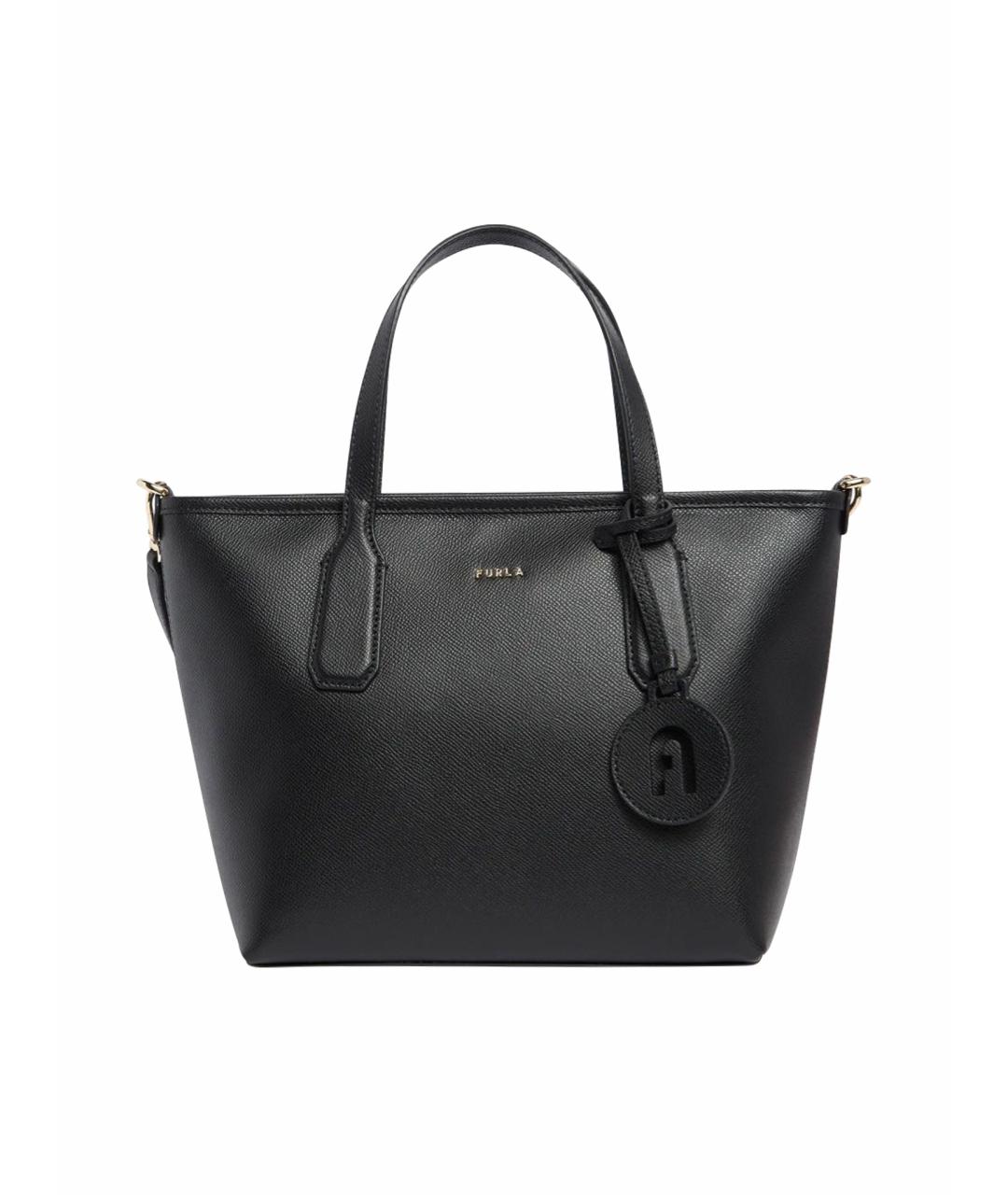 FURLA Черная кожаная сумка тоут, фото 1