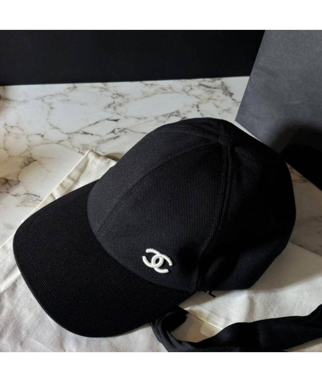 CHANEL Черная хлопковая кепка, фото 2