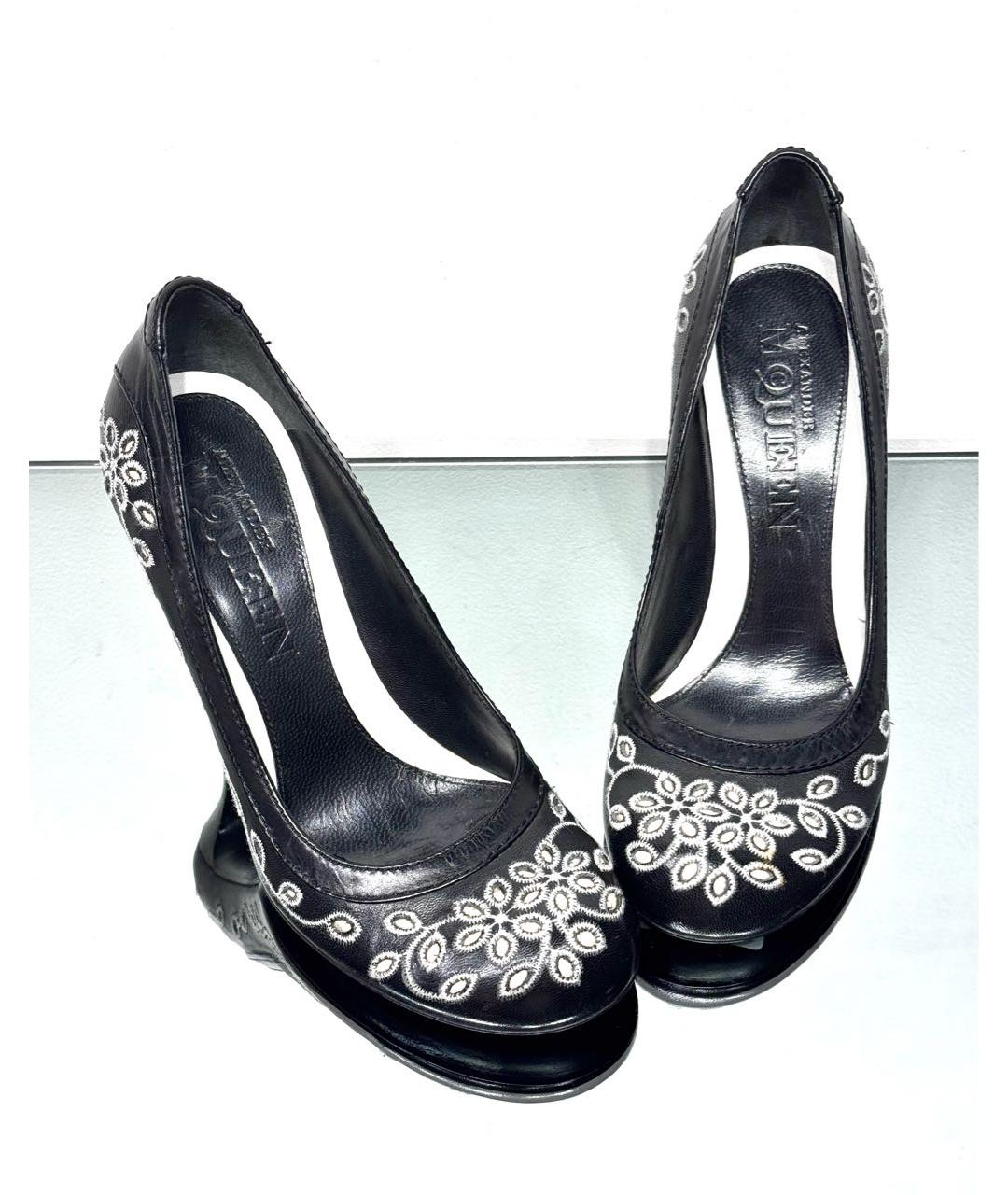 ALEXANDER MCQUEEN Черные кожаные туфли, фото 7