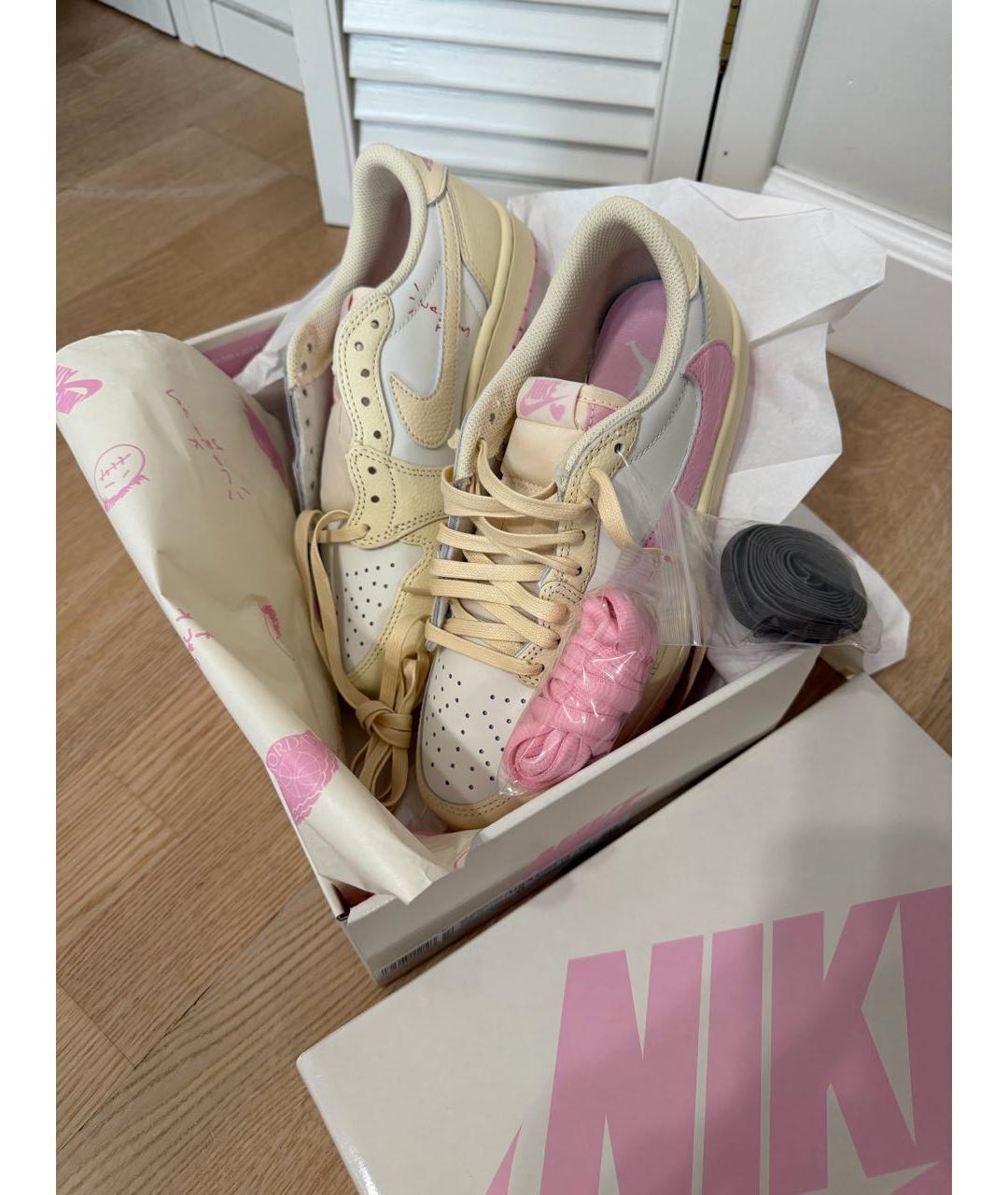 NIKE Бежевые кожаные кроссовки, фото 7