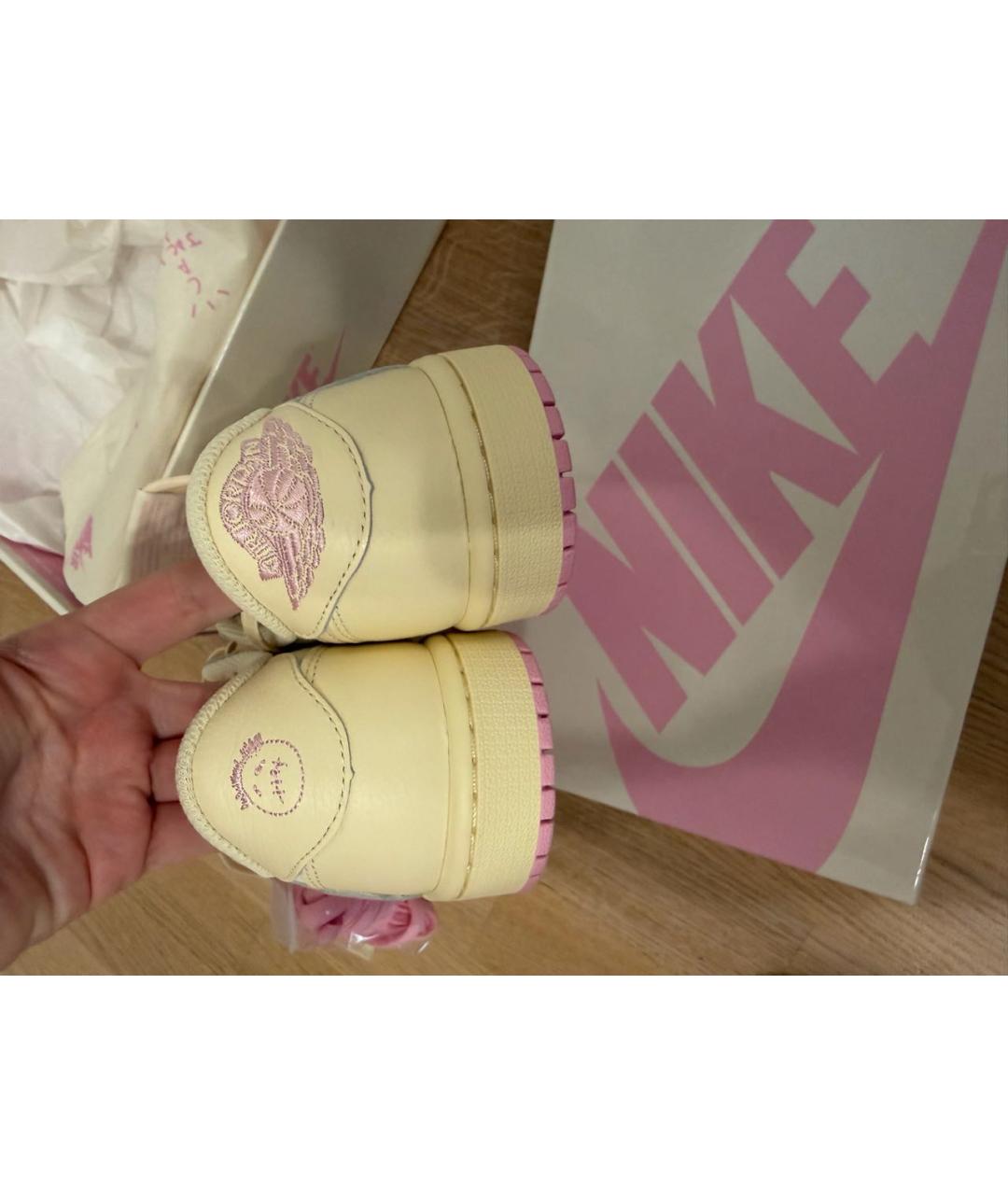 NIKE Бежевые кожаные кроссовки, фото 4