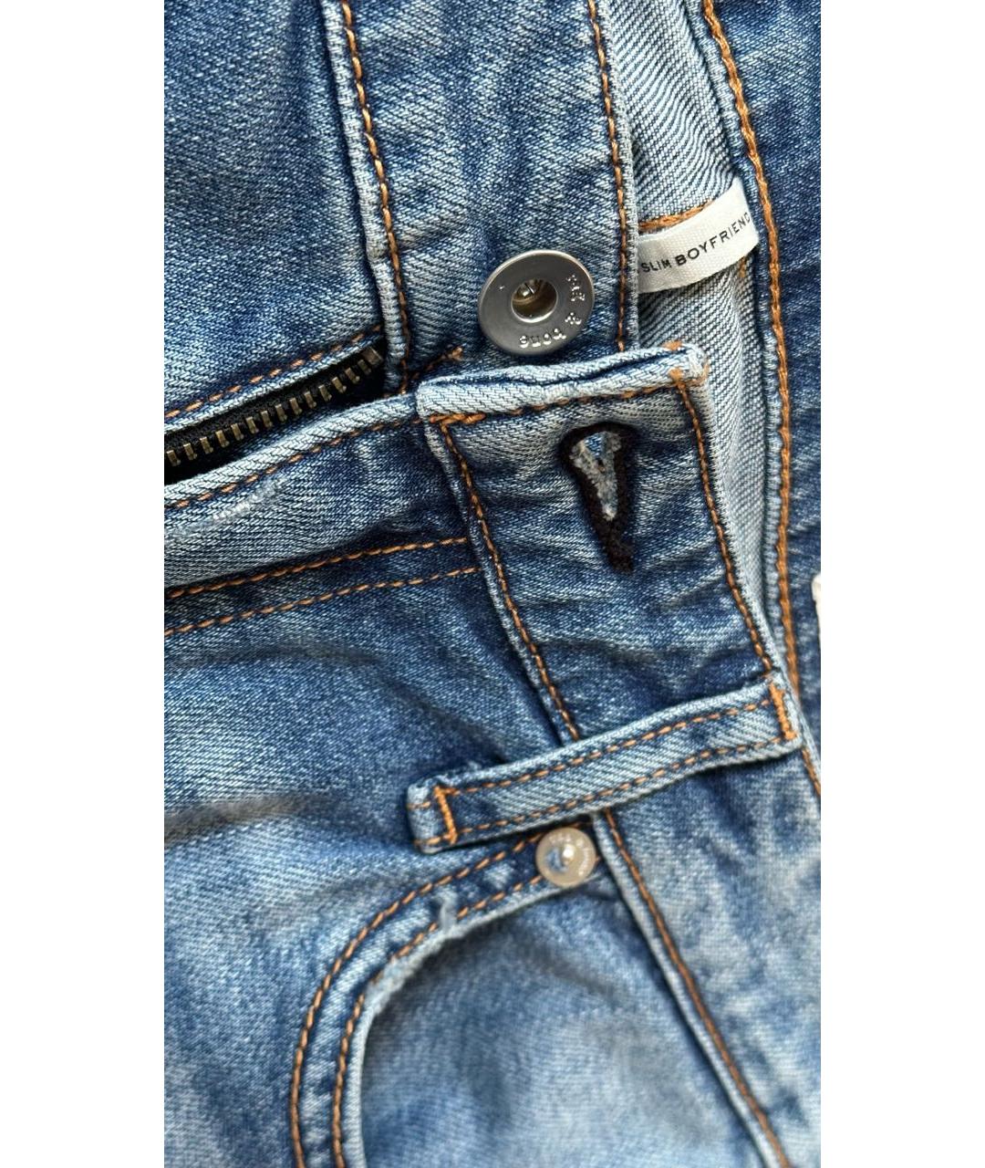 RAG & BONE Голубые хлопковые прямые джинсы, фото 8
