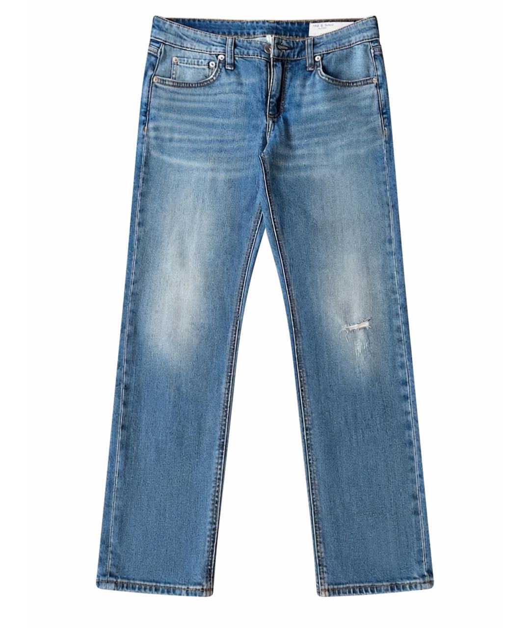 RAG & BONE Голубые хлопковые прямые джинсы, фото 1