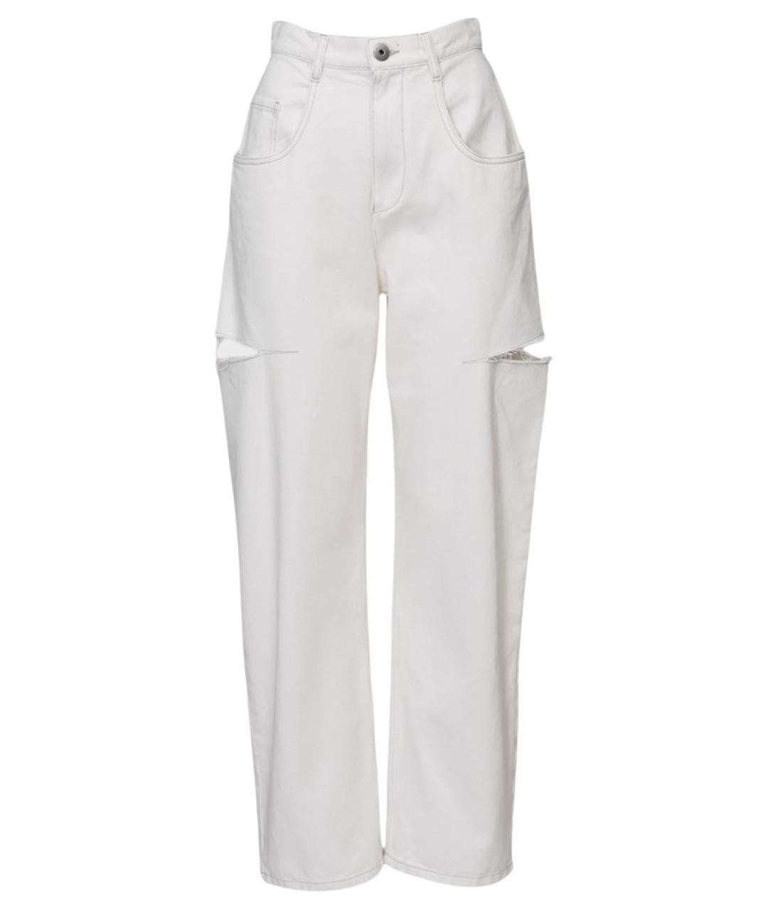 MAISON MARGIELA Белые хлопковые прямые джинсы, фото 1