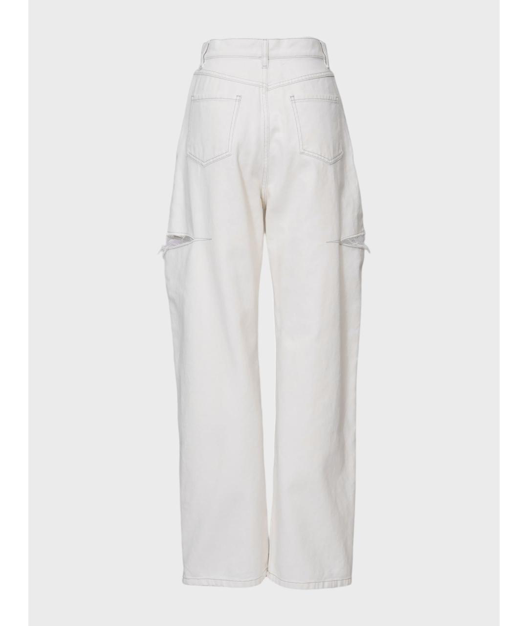 MAISON MARGIELA Белые хлопковые прямые джинсы, фото 2