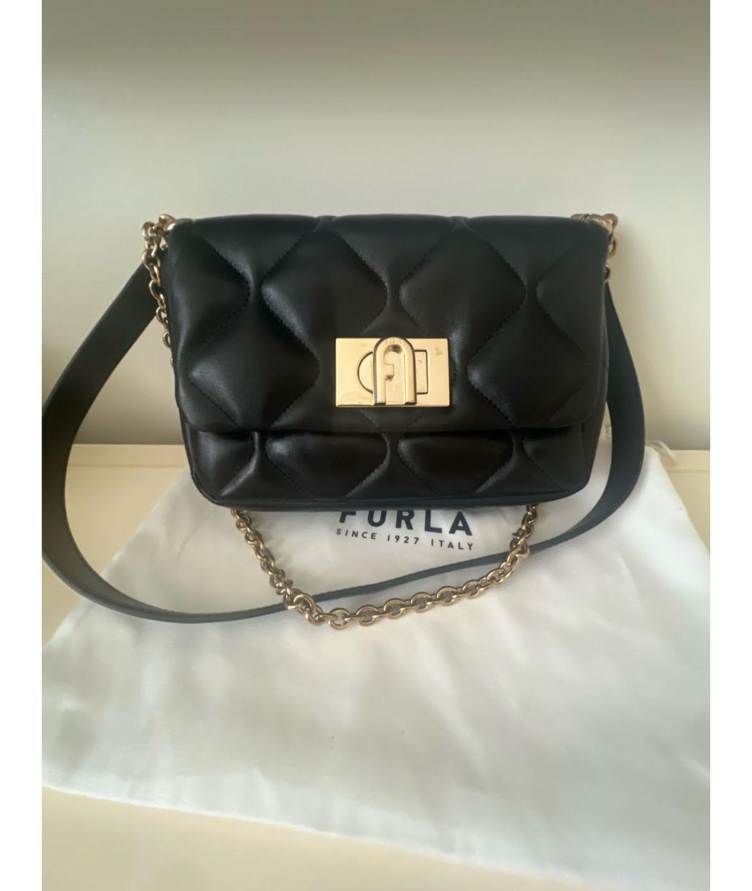 FURLA Черная кожаная сумка через плечо, фото 5