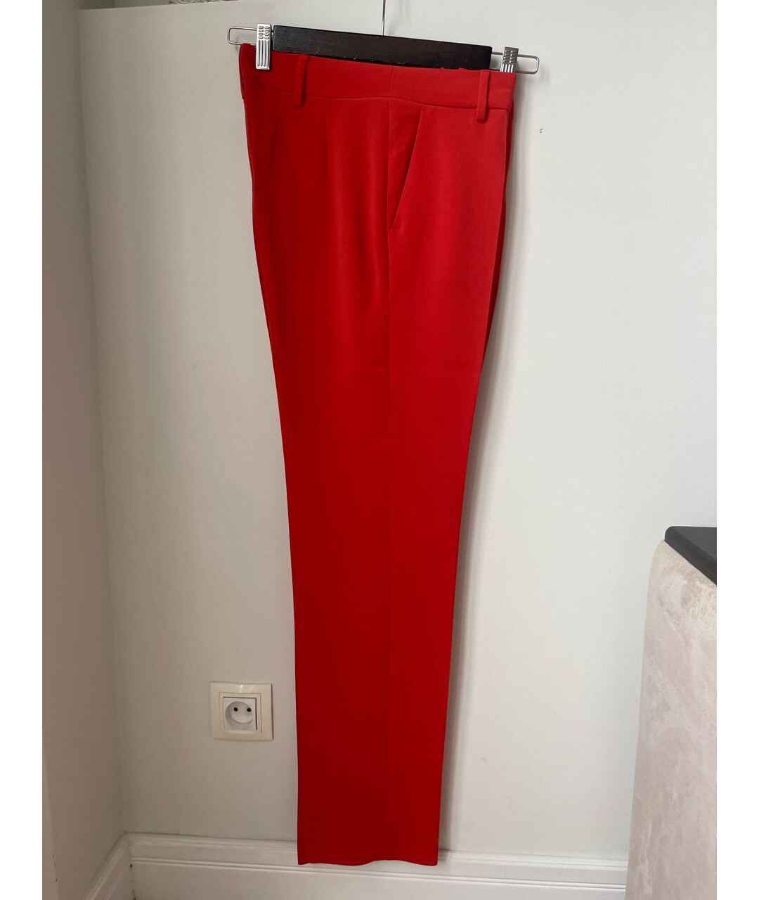 MAX MARA STUDIO Красные шелковые прямые брюки, фото 4