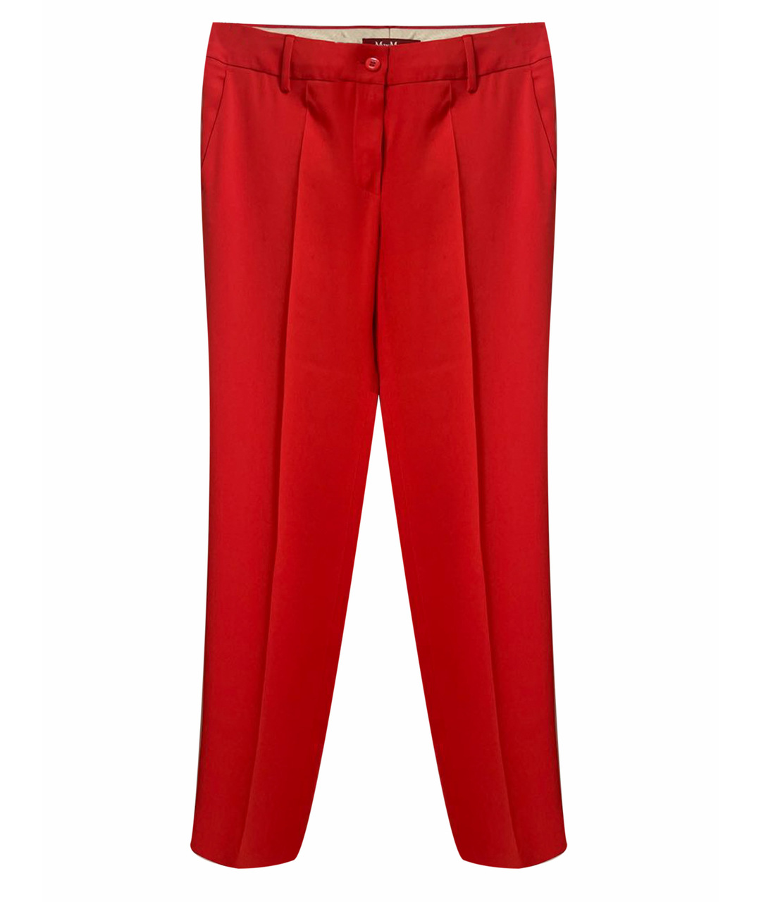MAX MARA STUDIO Красные шелковые прямые брюки, фото 1