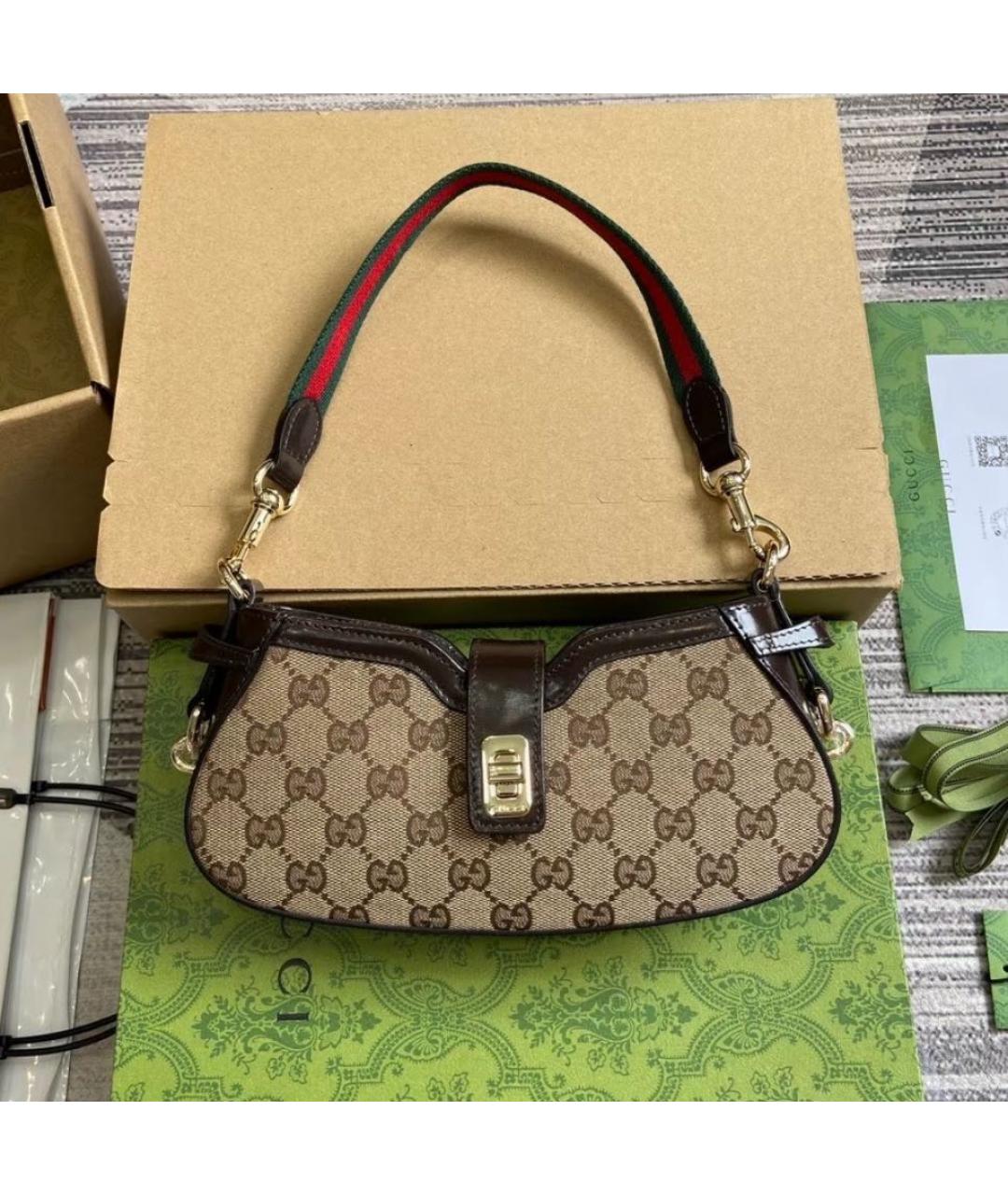 GUCCI Бежевая сумка с короткими ручками, фото 6