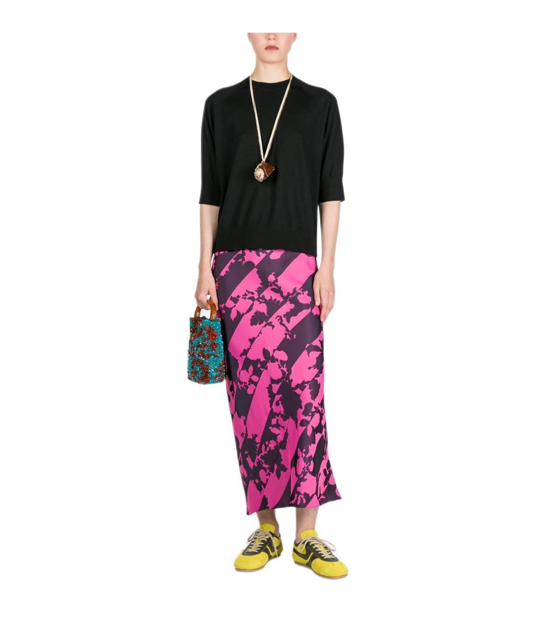 DRIES VAN NOTEN Розовая ацетатная юбка миди, фото 2