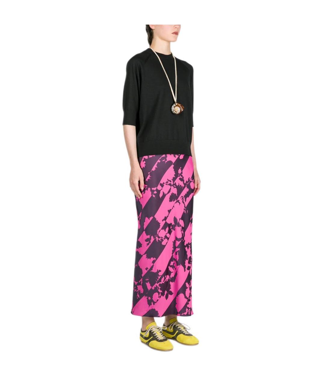 DRIES VAN NOTEN Розовая ацетатная юбка миди, фото 3