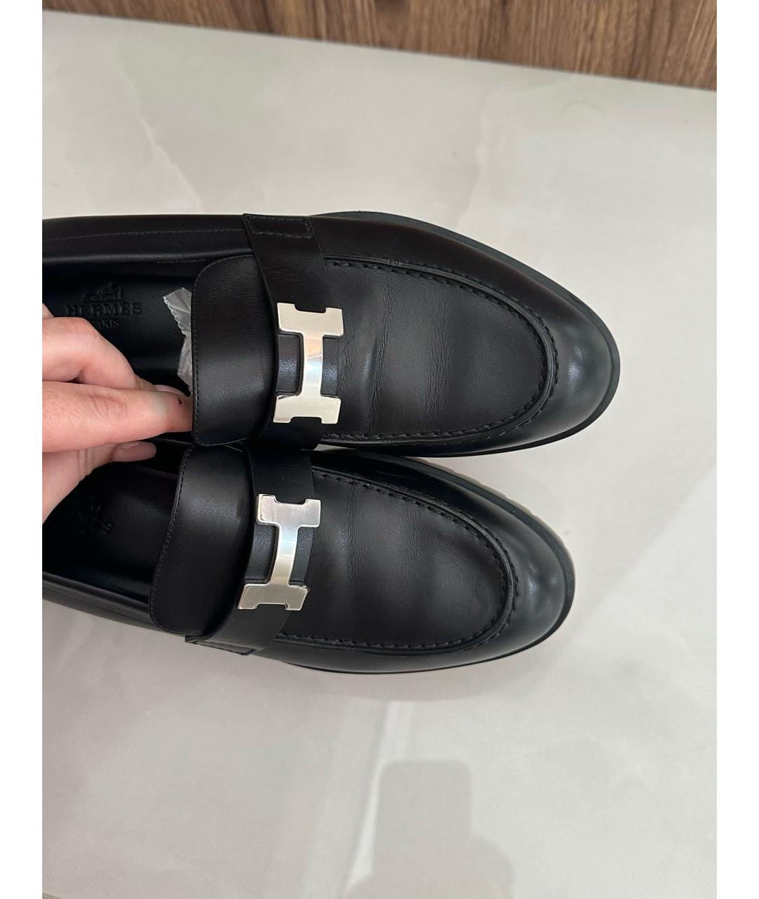 HERMES Черные лоферы, фото 8
