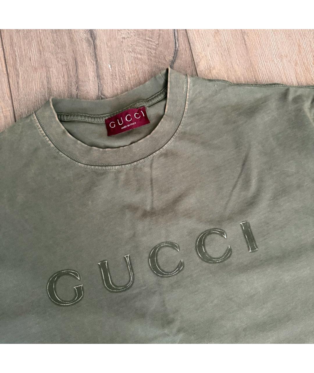 GUCCI Зеленая хлопковая футболка, фото 3