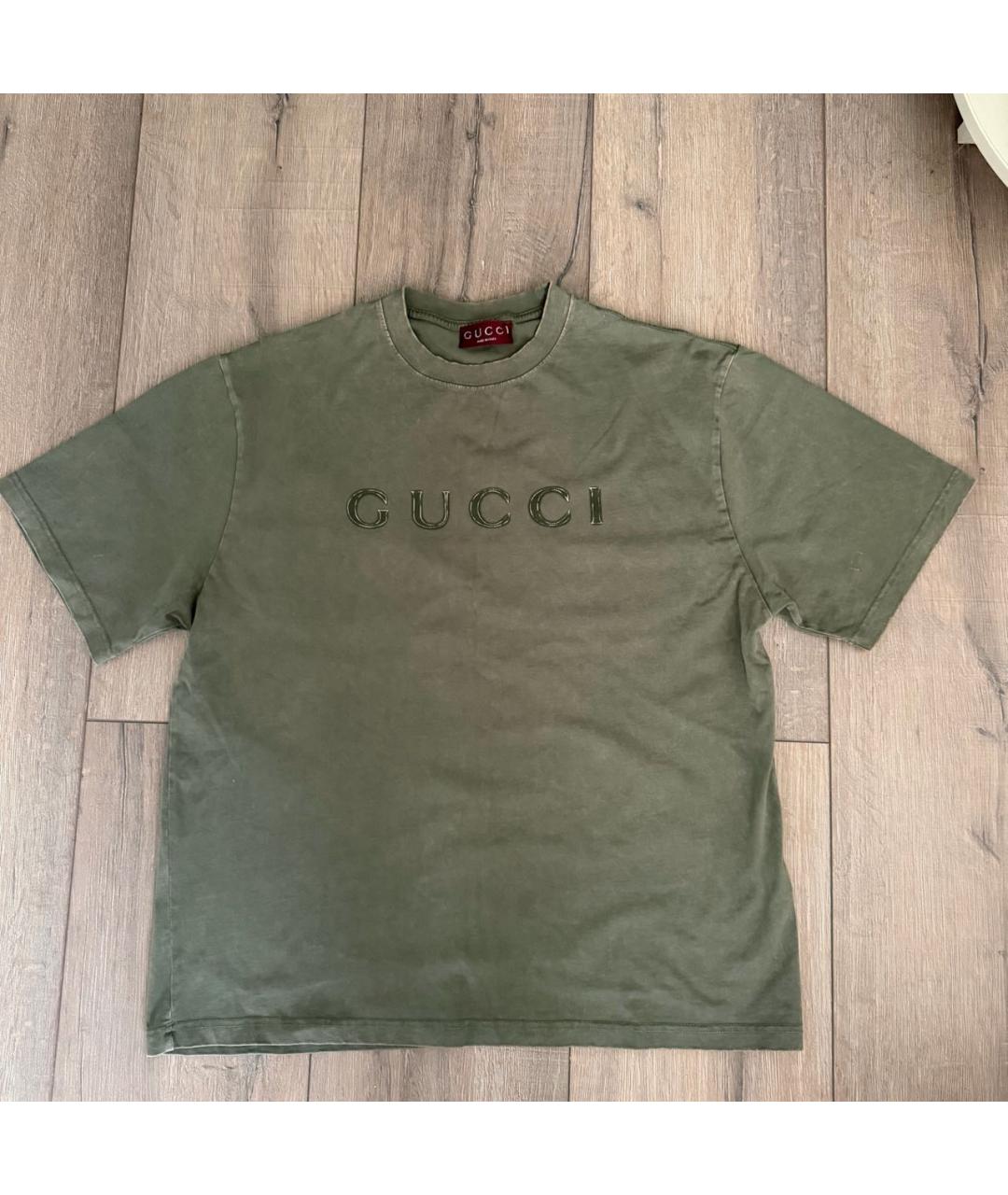 GUCCI Зеленая хлопковая футболка, фото 5