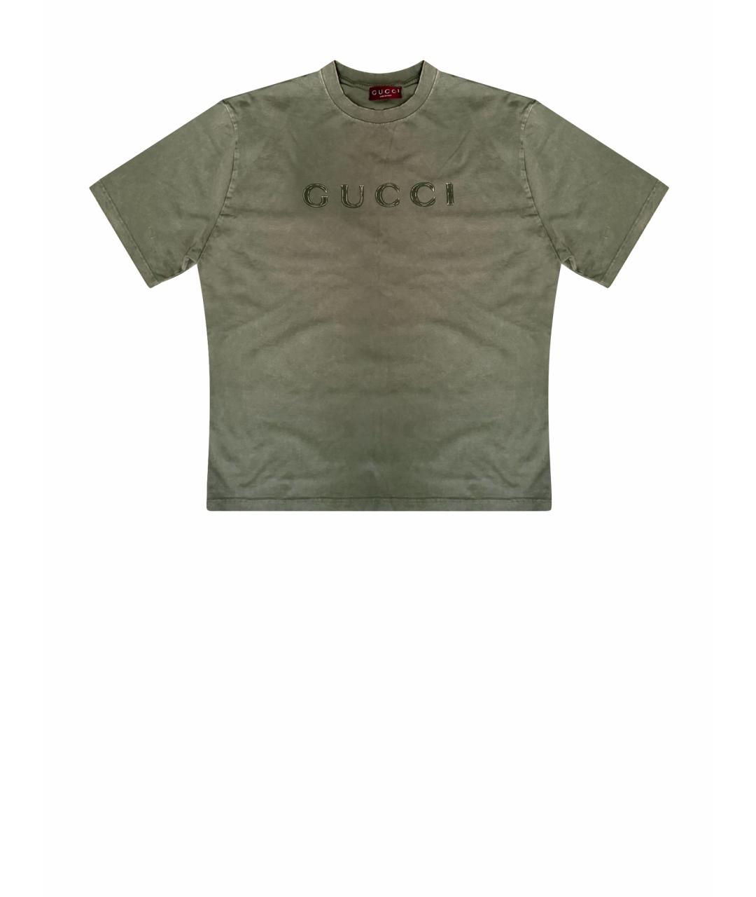GUCCI Зеленая хлопковая футболка, фото 1