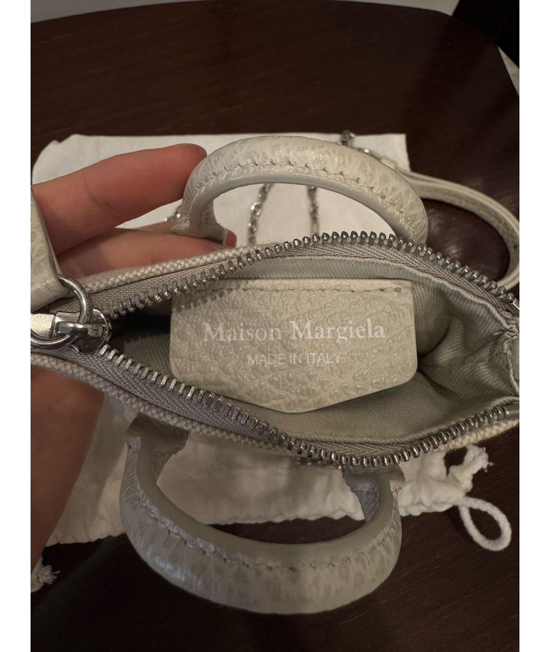 MAISON MARGIELA Белая кожаная сумка через плечо, фото 6