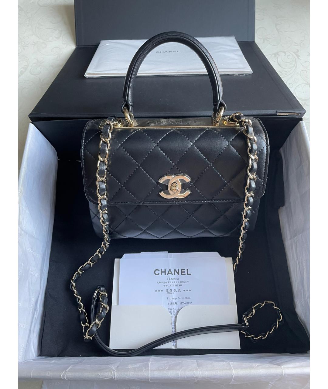 CHANEL Черная кожаная сумка через плечо, фото 7