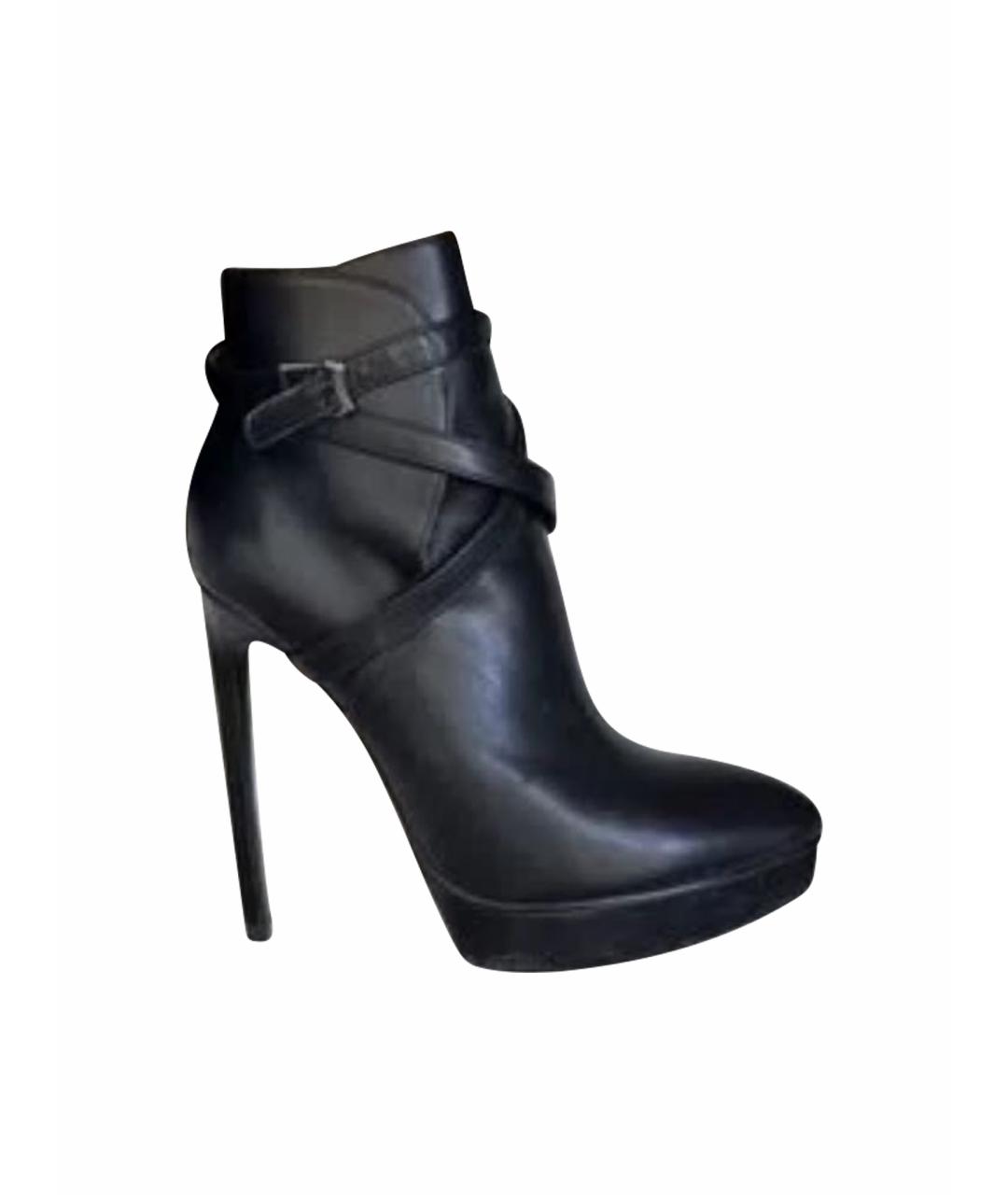 SAINT LAURENT Черные кожаные ботильоны, фото 1