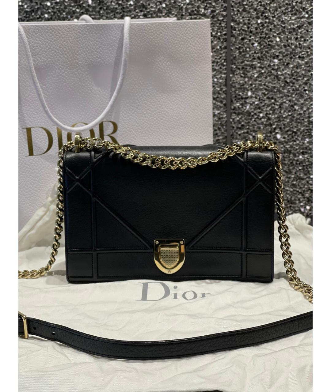 CHRISTIAN DIOR Черная кожаная сумка через плечо, фото 10
