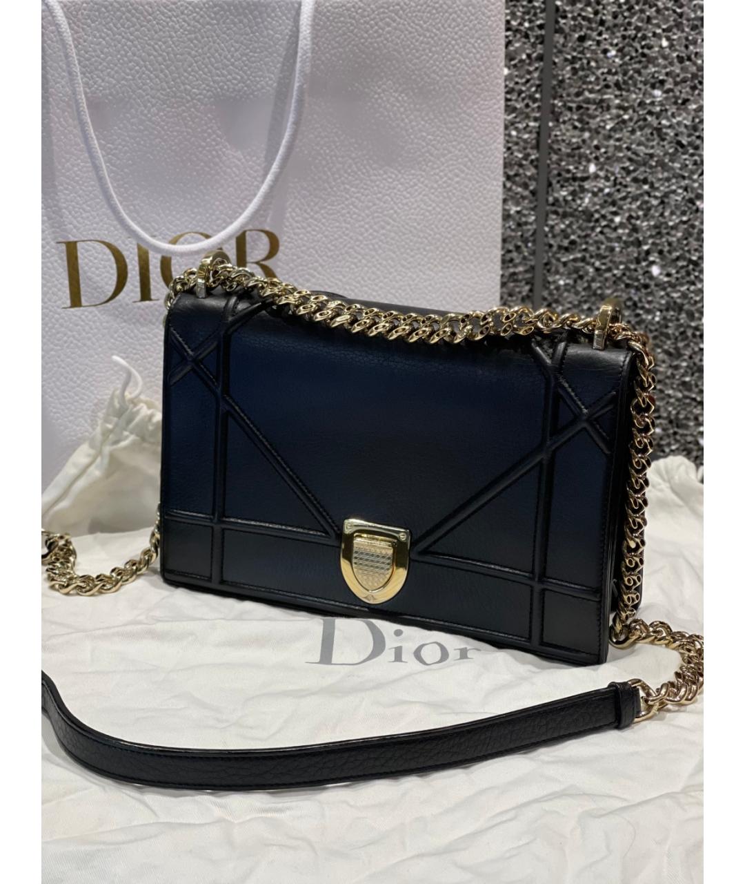 CHRISTIAN DIOR Черная кожаная сумка через плечо, фото 3