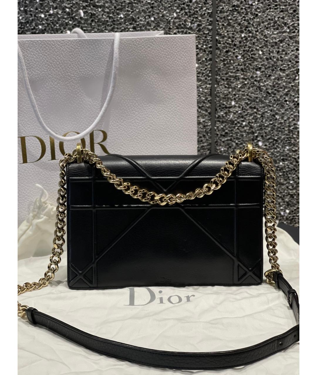 CHRISTIAN DIOR Черная кожаная сумка через плечо, фото 4