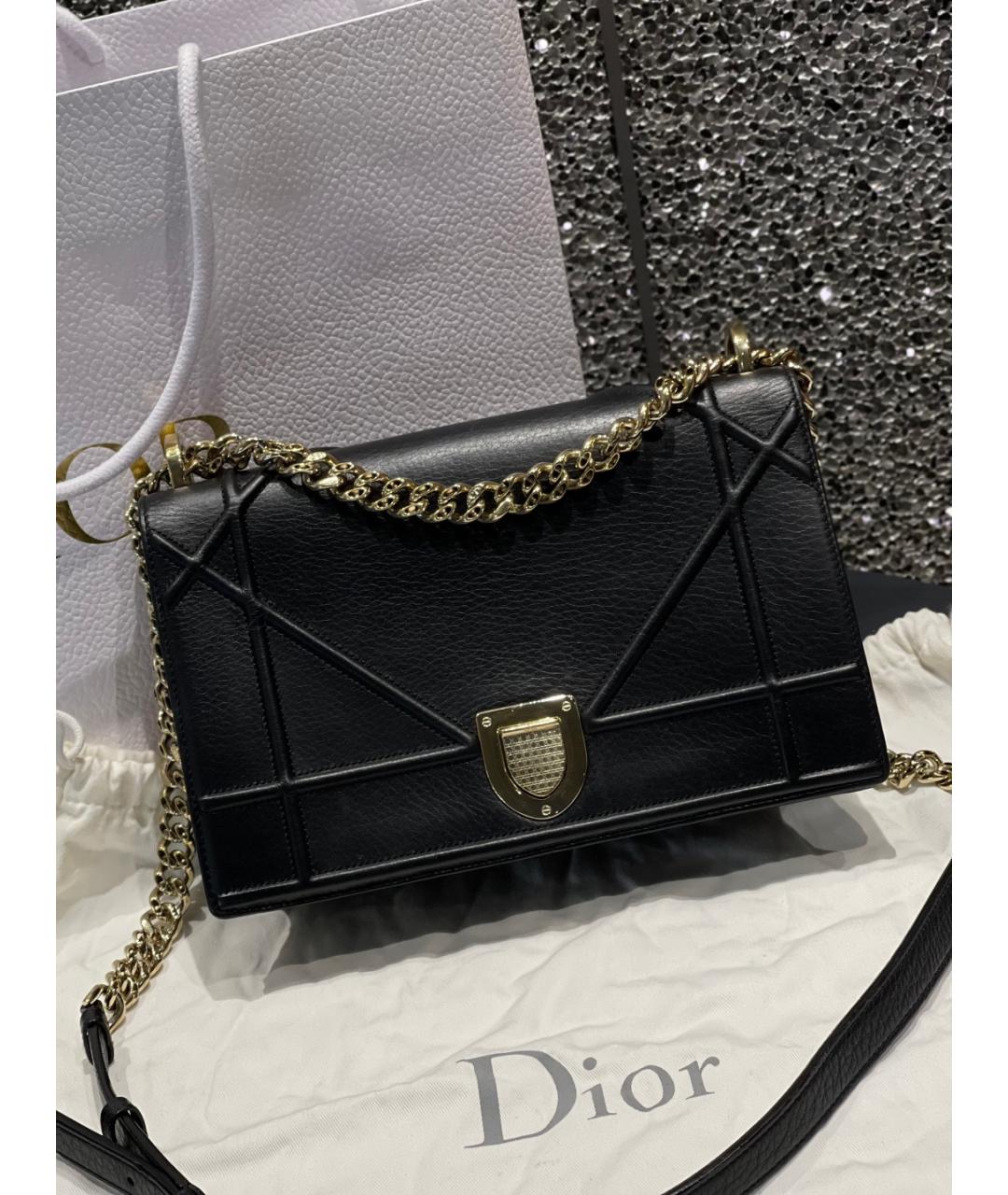 CHRISTIAN DIOR Черная кожаная сумка через плечо, фото 9