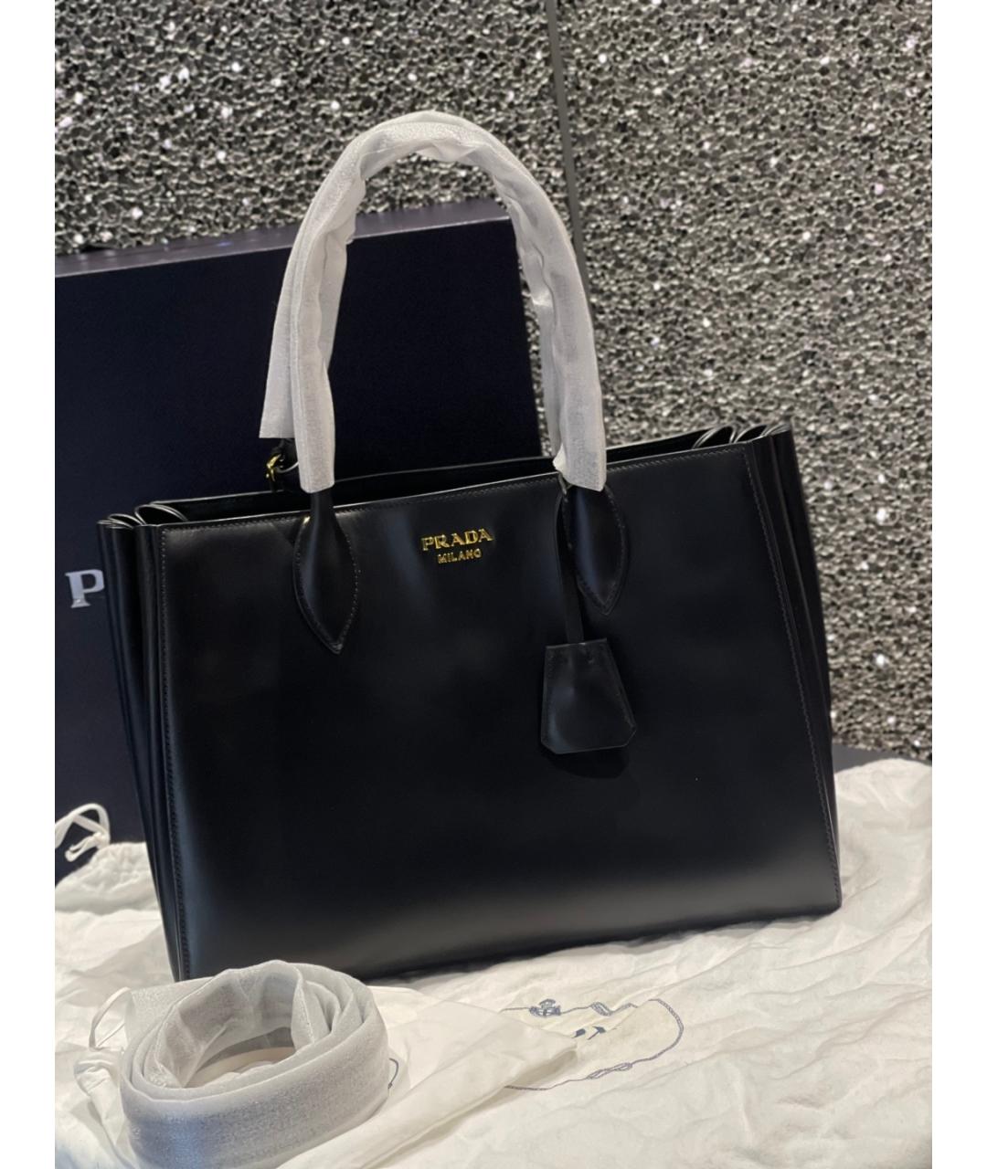 PRADA Черная кожаная сумка тоут, фото 8