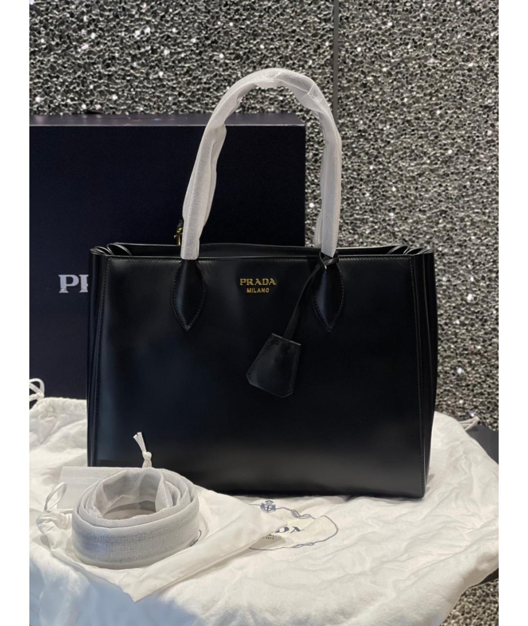 PRADA Черная кожаная сумка тоут, фото 10