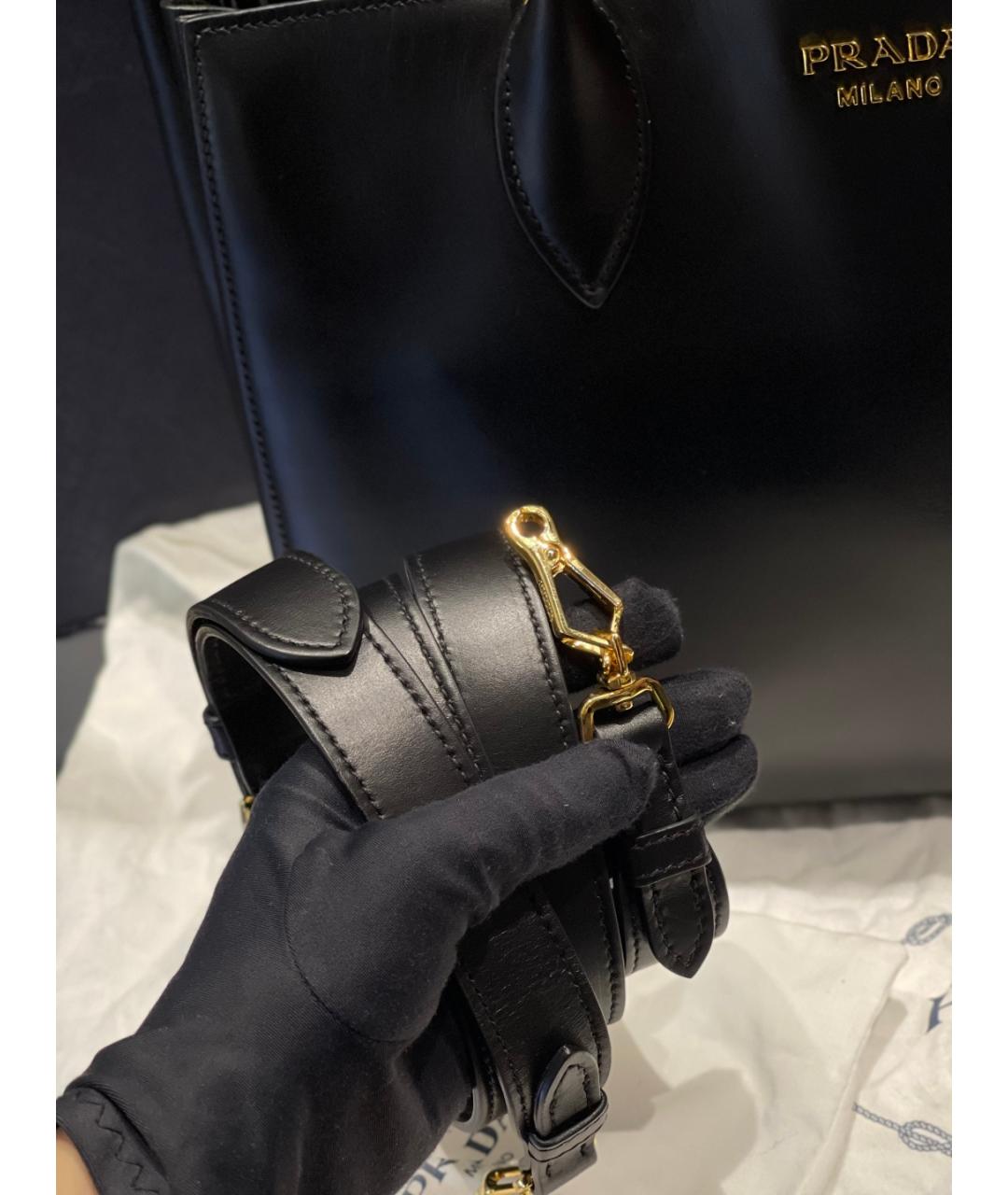 PRADA Черная кожаная сумка тоут, фото 7