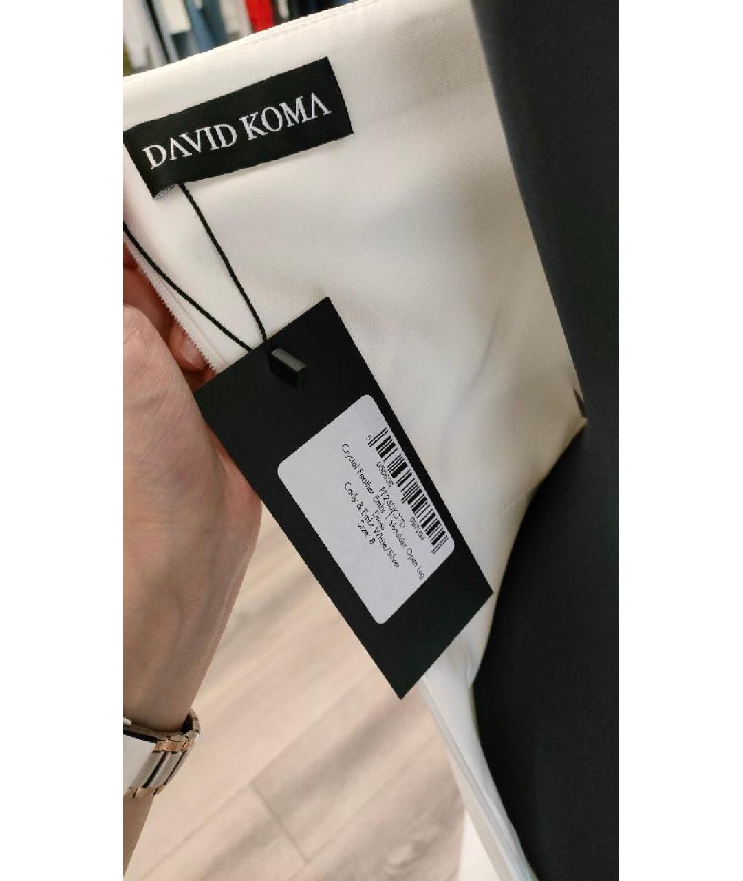 DAVID KOMA Белое вискозное коктейльное платье, фото 3