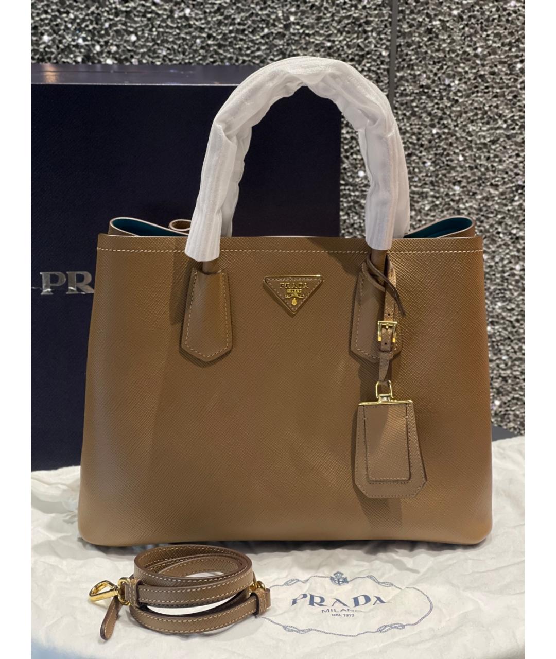 PRADA Коричневая кожаная сумка тоут, фото 5