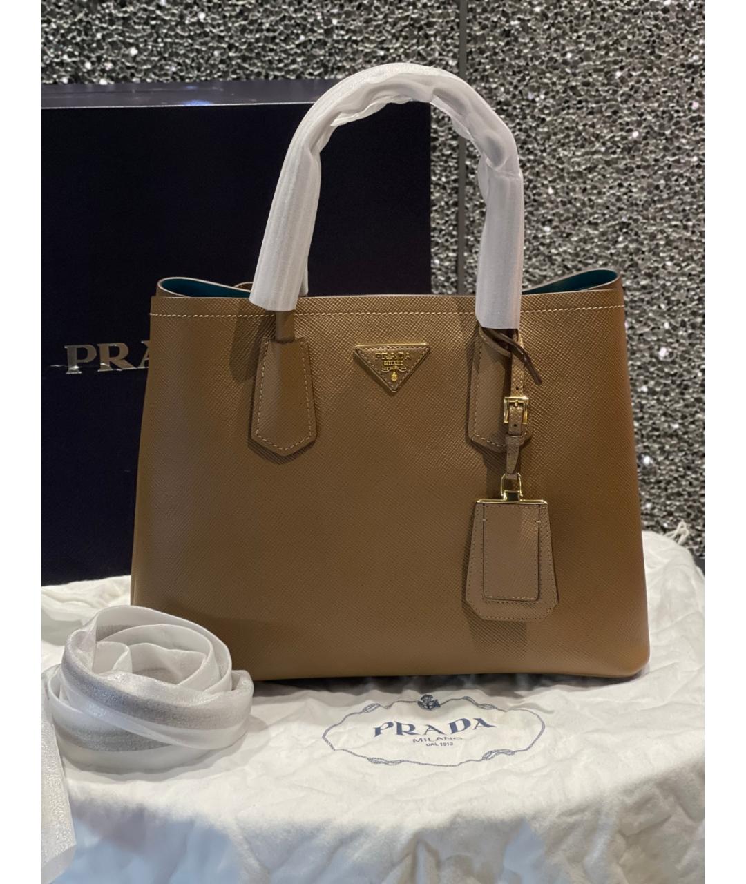 PRADA Коричневая кожаная сумка тоут, фото 10