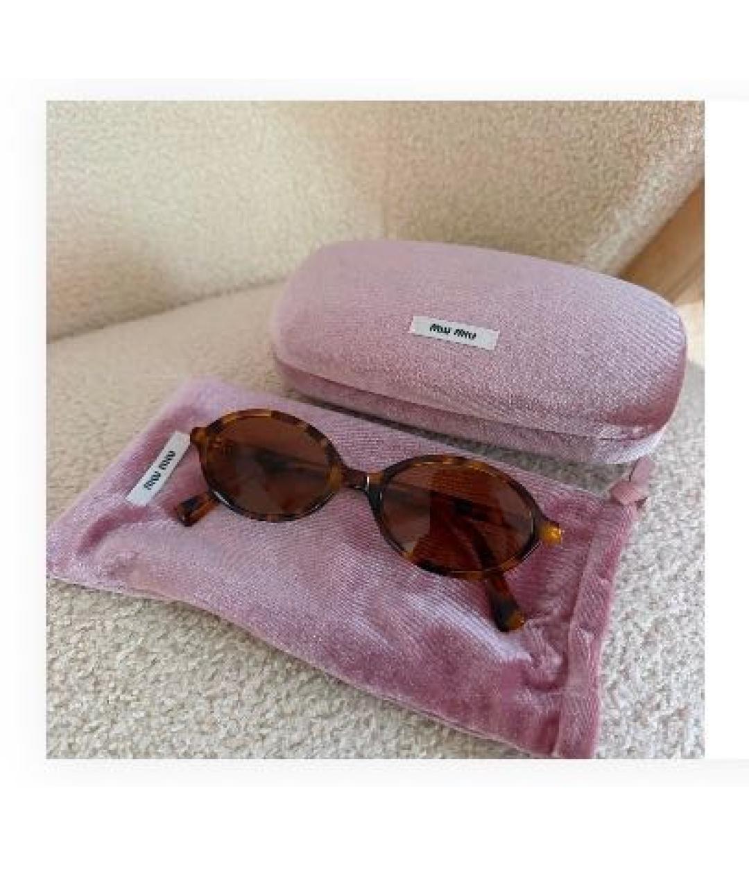 MIU MIU Коричневые пластиковые солнцезащитные очки, фото 5